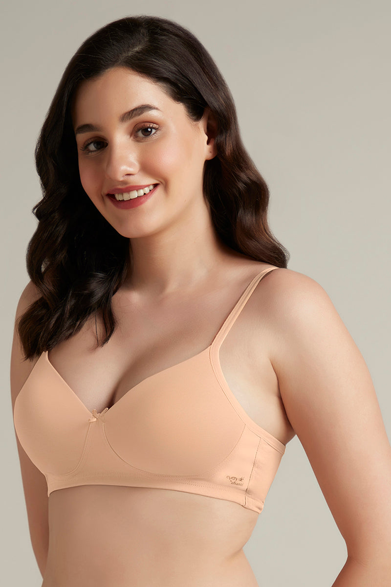 Amante Simply Soft Padded Non-Wired Cotton Bra - Sandalwood - view 2