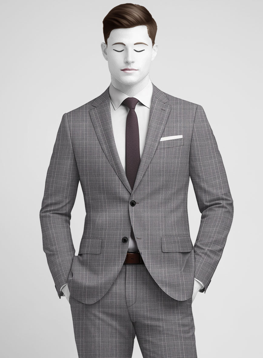 StudioSuits Napolean Canzo Glen Gray Blue Wool Suit - view 4