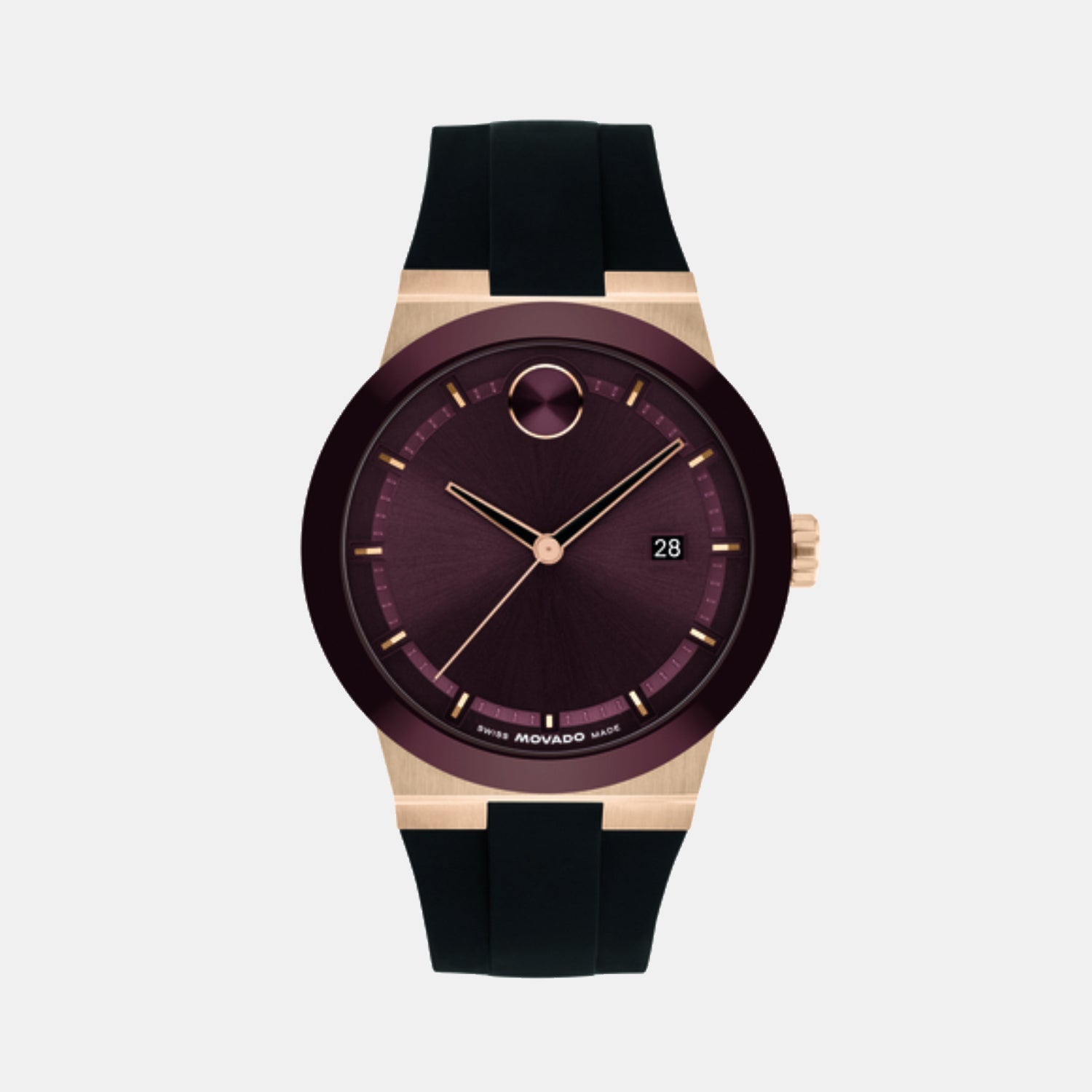Movado Bold Fusion Men Quartz Cherry Dial Analog Silicone Watch 3601214