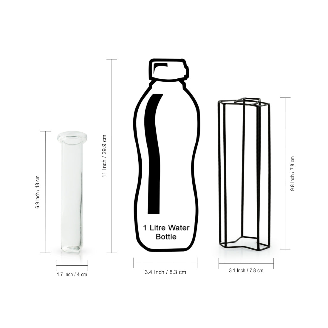 EXCLUSIVELANE 'Modern Glass Garden' Test Tube Table Planter/Vase (10 Inch, Black) - view 8