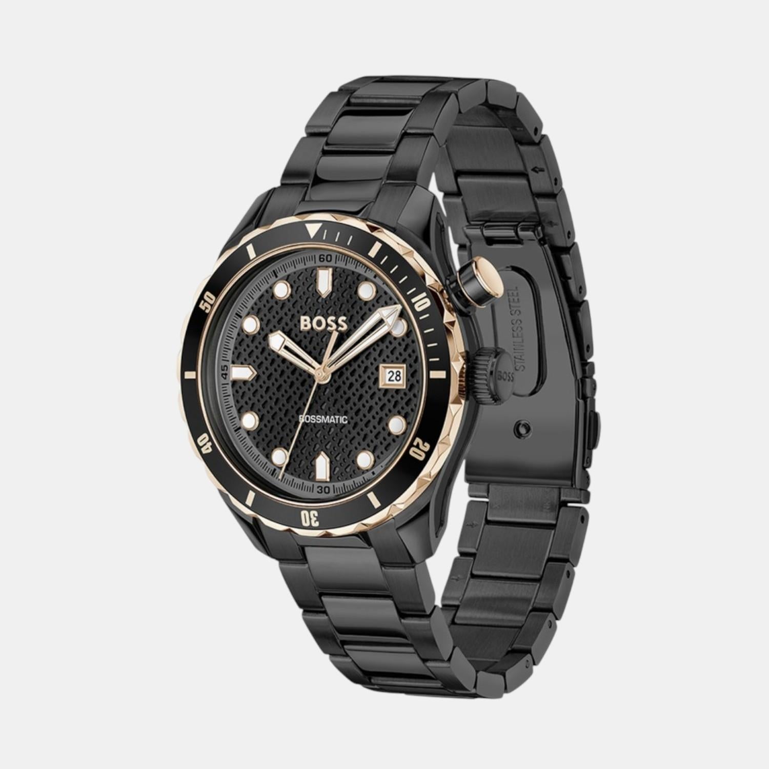 Bossmatic Men Automatic Black Dial Analog Stainless Steel Watch 1514215 - view 2