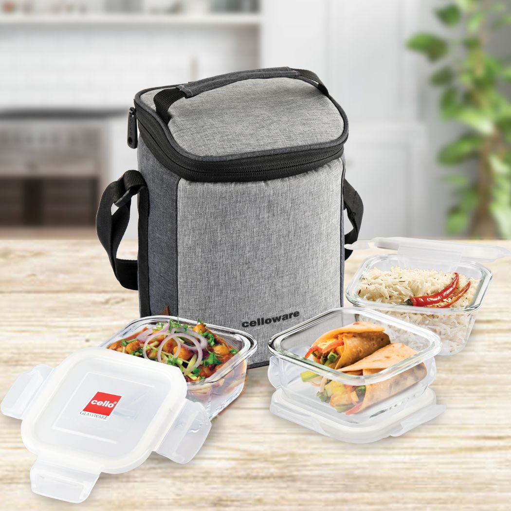 Cello Delighta Borosilicate Glass Lunch Box with Jacket, Square - view 2