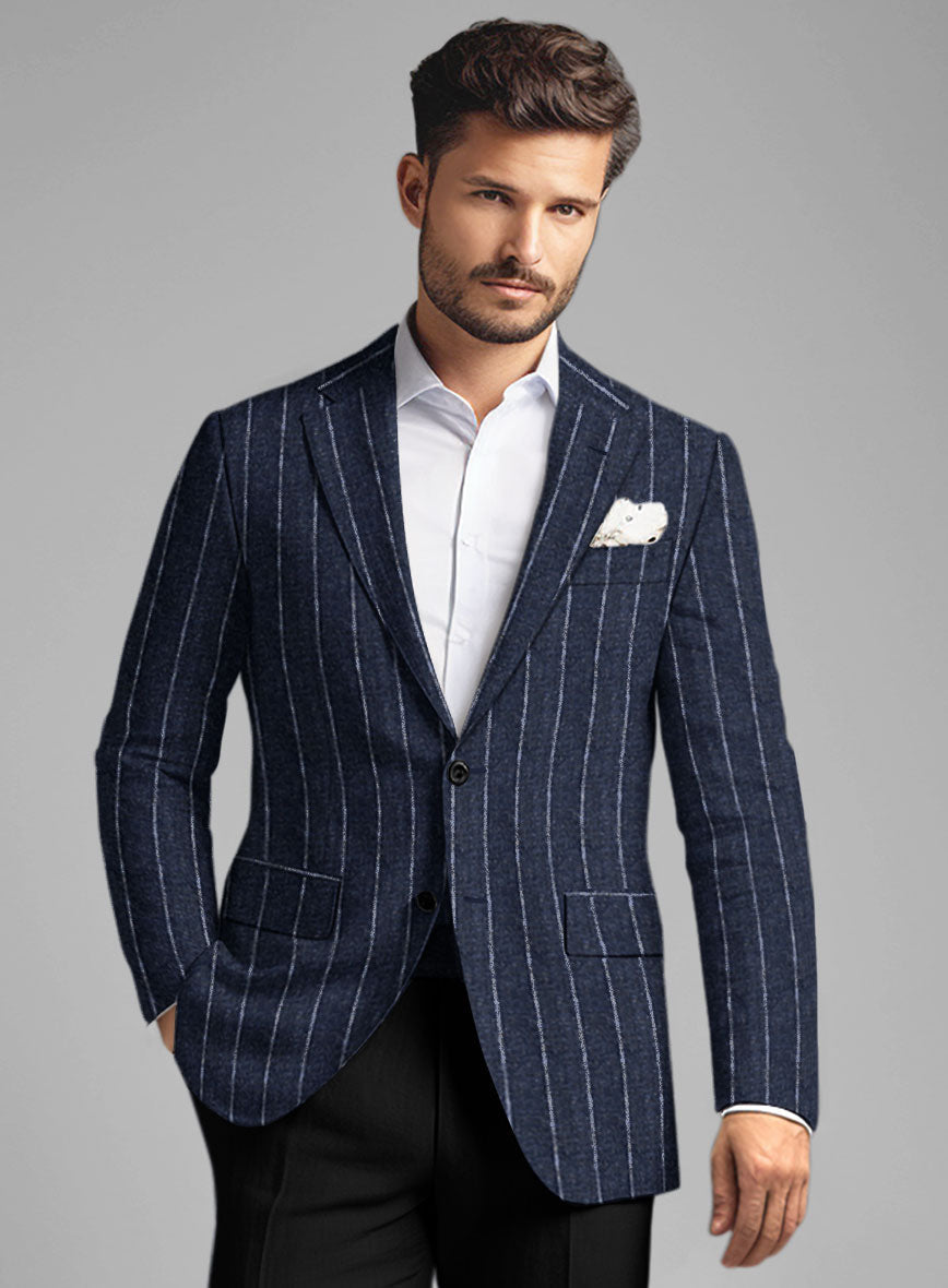StudioSuits Maestro Lumel Silver Stripe Linen Wool Silk Jacket - view 2