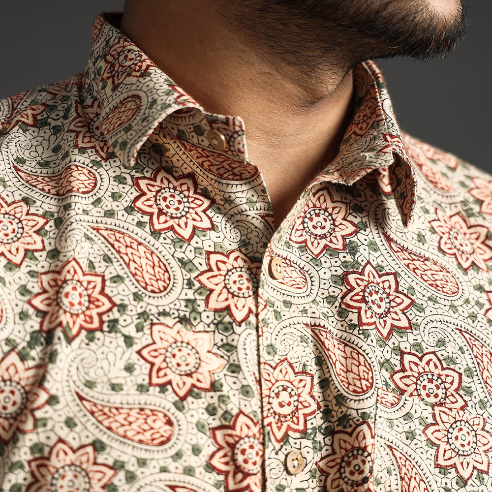 ITOKRI CASUALS Beige - Premium Pedana Kalamkari Block Printed Cotton Men Full Sleeve Shirt - view 5