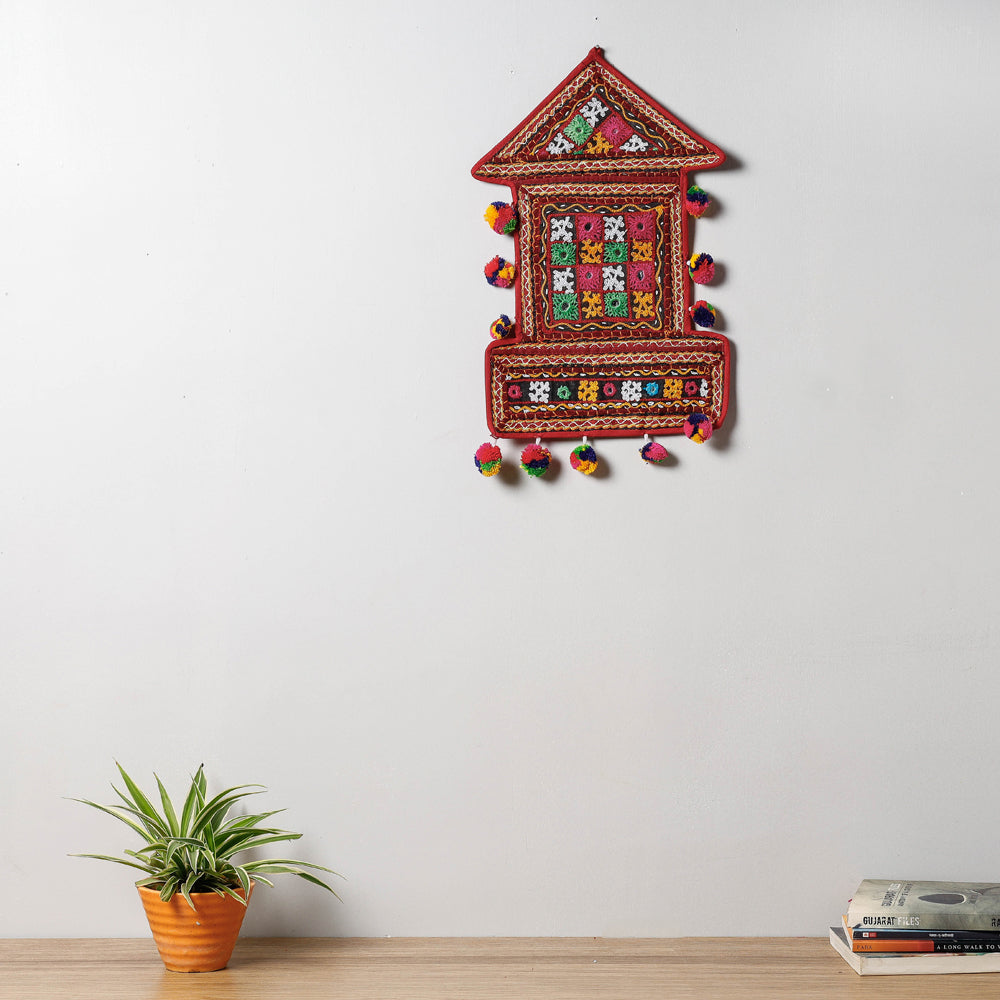 KACHCHH JI CHHAAP 2 Pockets - Mirror Work Kutch Hand Embroidered Wall Hanging Letter Holder