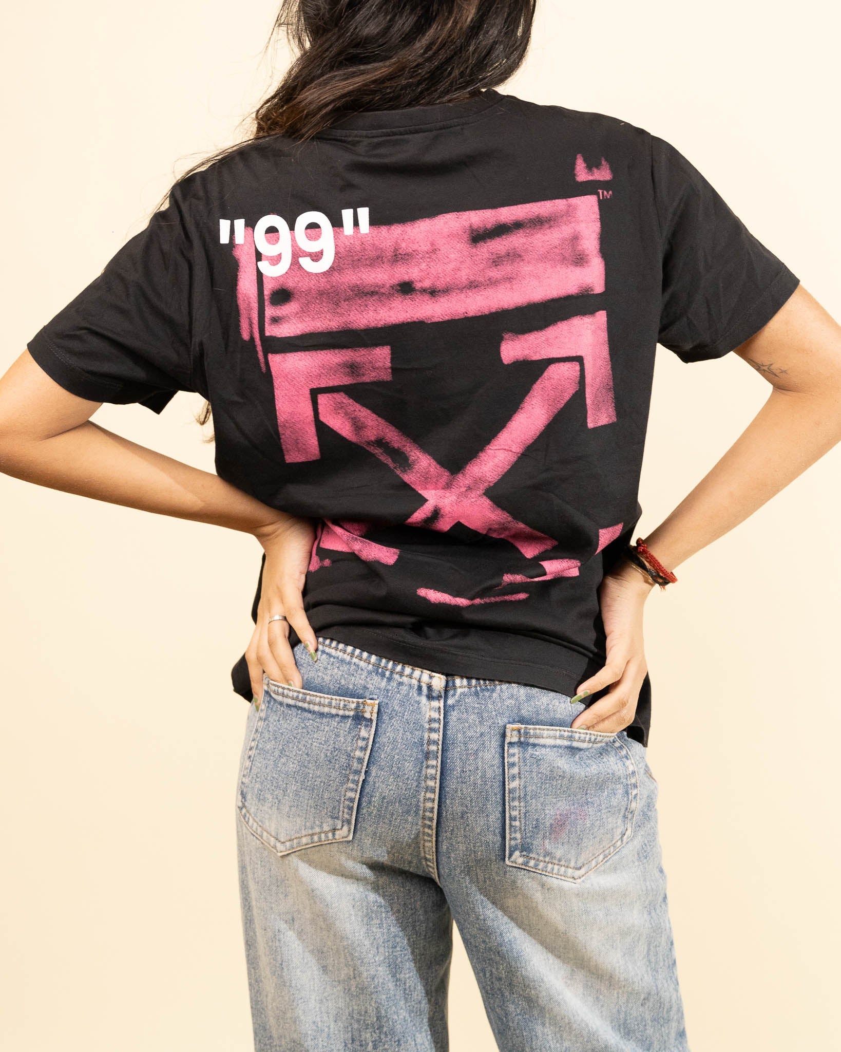 Off-White Stencil Black Fuchsia Oversized T-Shirt - view 2