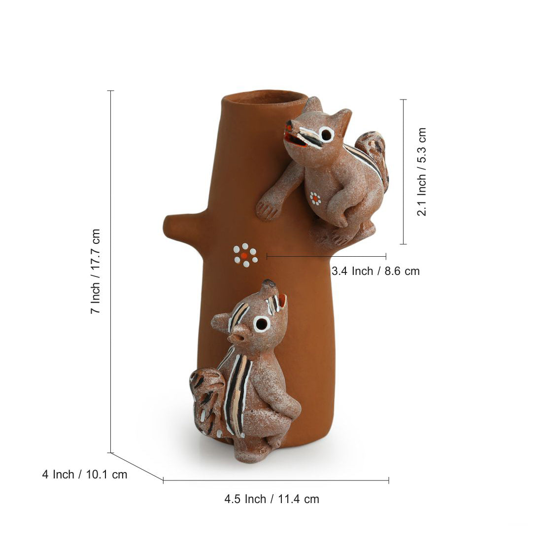 EXCLUSIVELANE 'Climbing Squirrels' Handpainted Garden Decorative Terracotta Table Cum Wall Showpiece - view 6