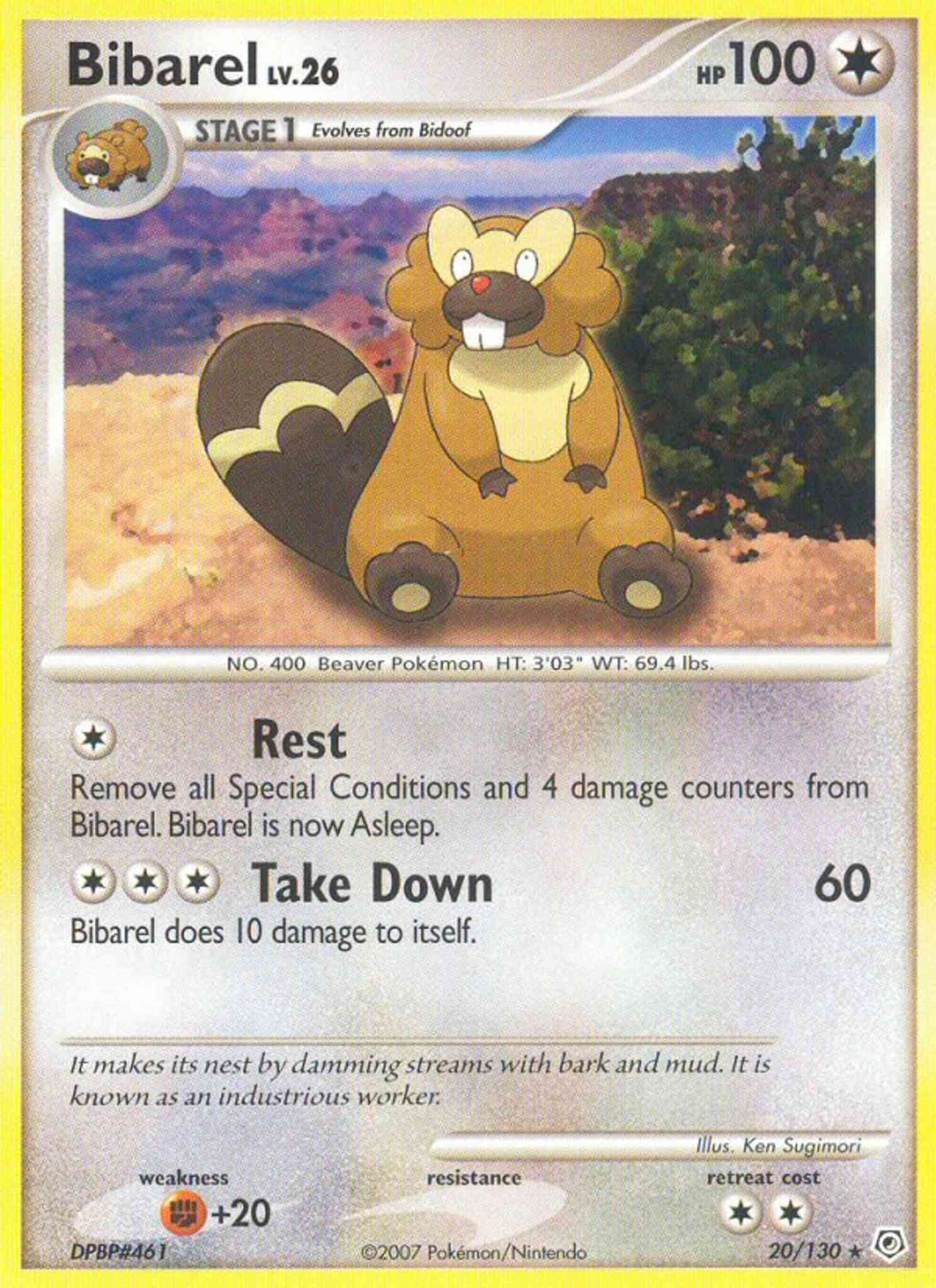 Rare dp1-20 reverse – Pokémon Bibarel - 20/130 - Rare [dp1-20] [Reverse Holo]