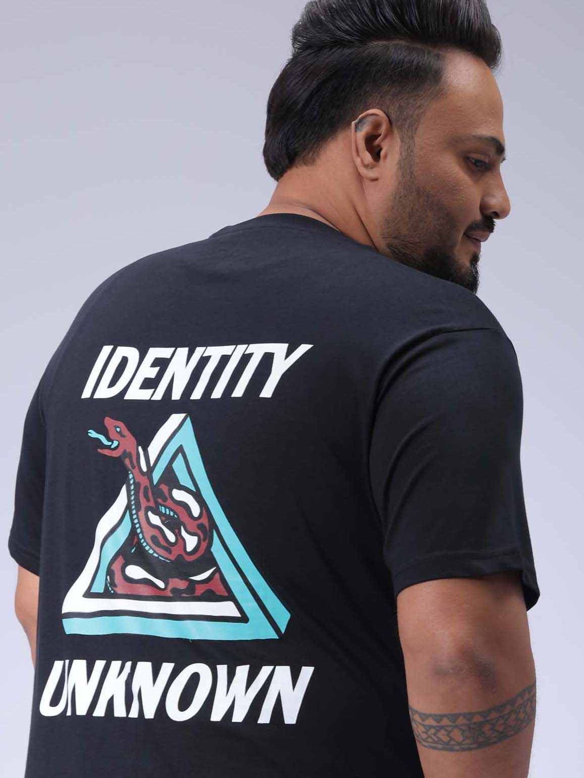 HARDSODA Men's Plus Size Black Regular Fit Back Printed T-Shirt