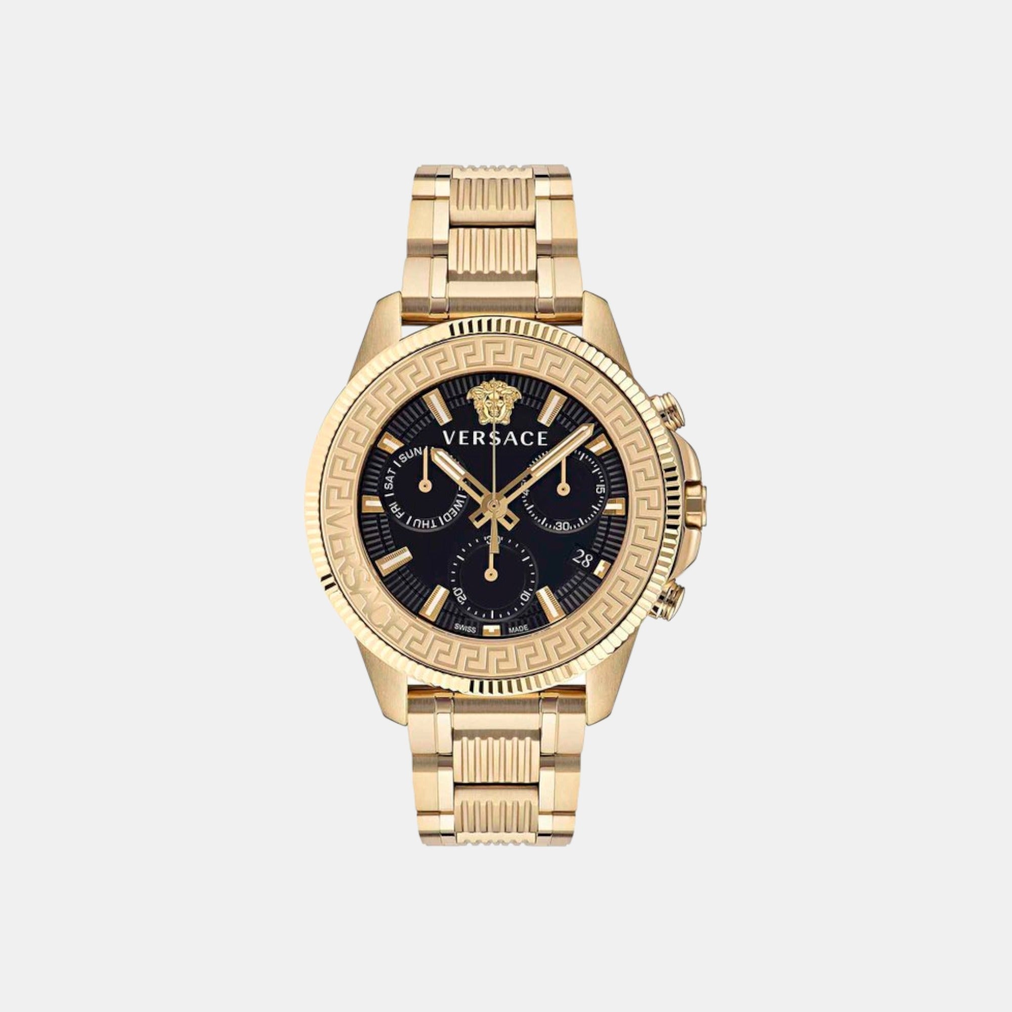 Versace Greca Action Men Quartz Black Dial Analog Stainless Steel Watch VE3J00622