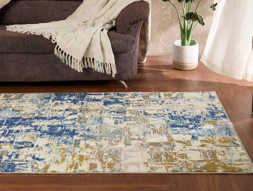 Spaces India Anti Skid Blue Wonder Full Carpet By Welspun