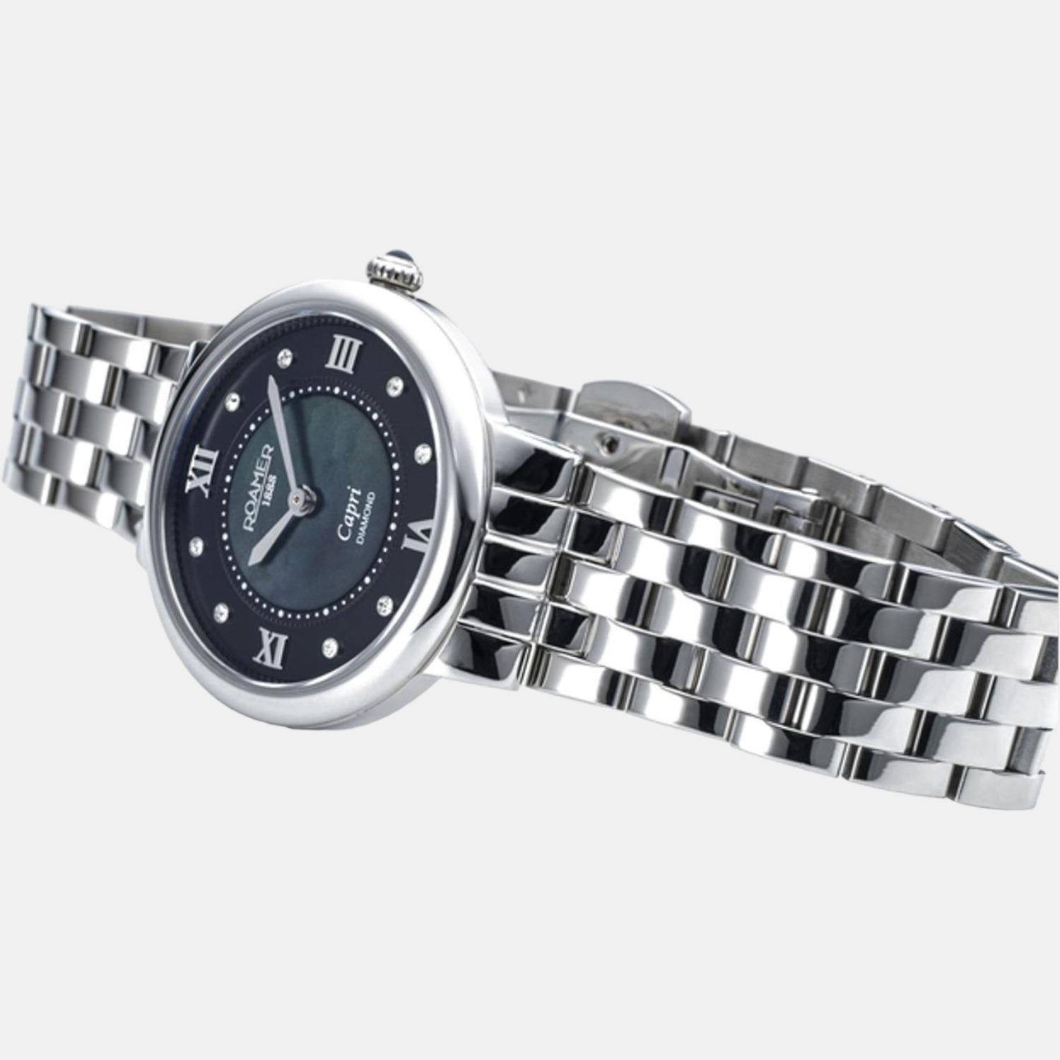Roamer Capri Diamond Women Quartz Black Dial Analog Stainless Steel Watch 859845 41 59 50 - view 2