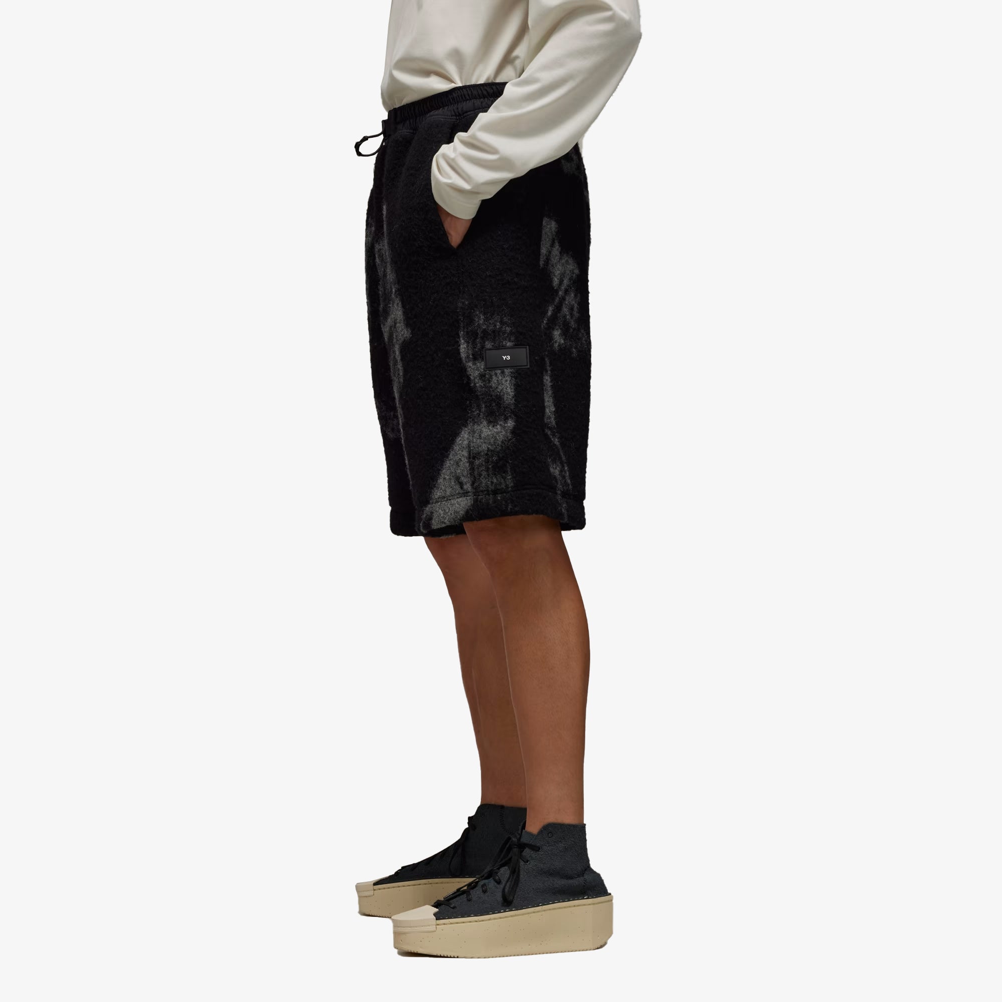 Y-3 | Fuzzy Fleece Shorts { Black - view 2