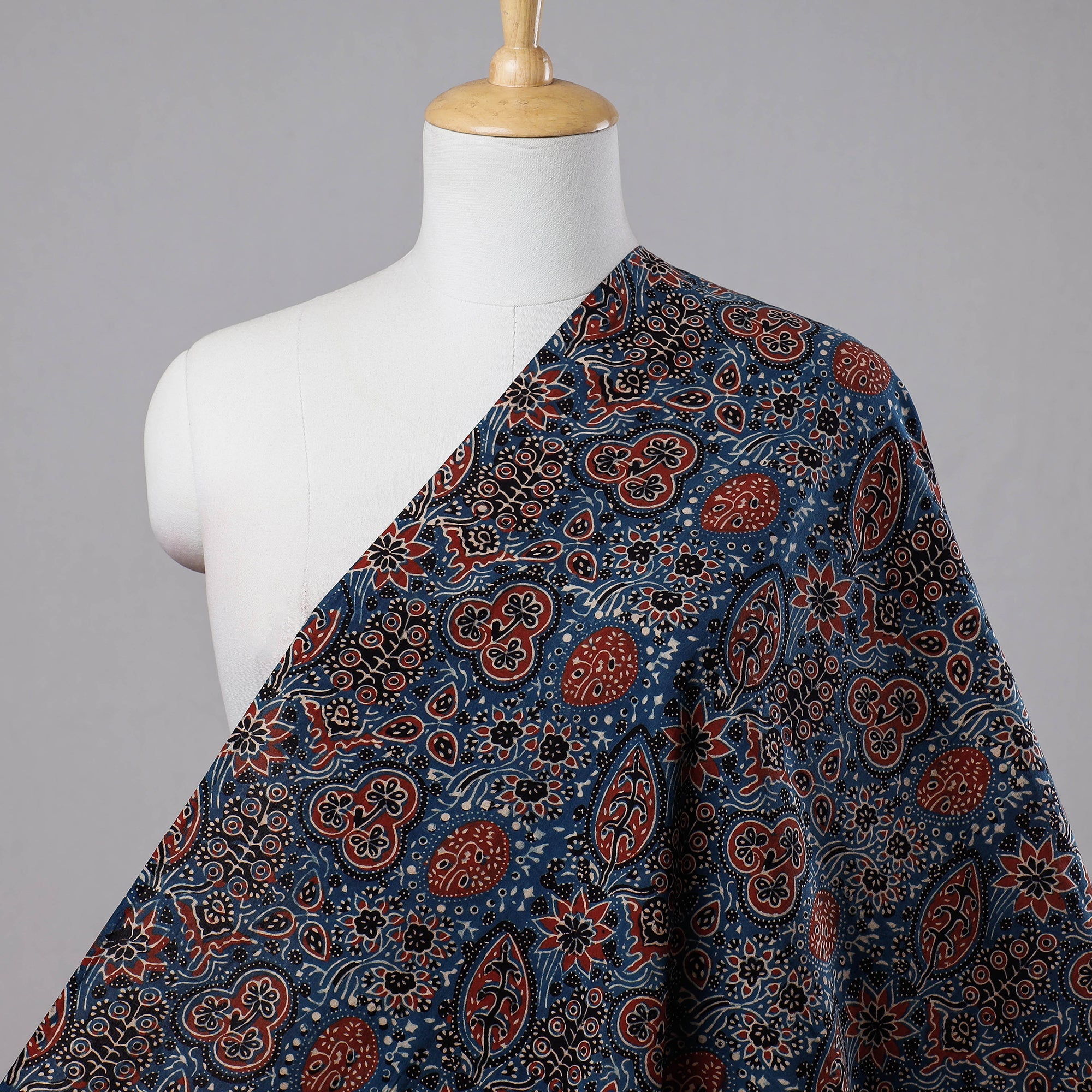 KACHCHH JI CHHAAP Blue - Ajrakh Hand Block Printed Cotton Fabric 17