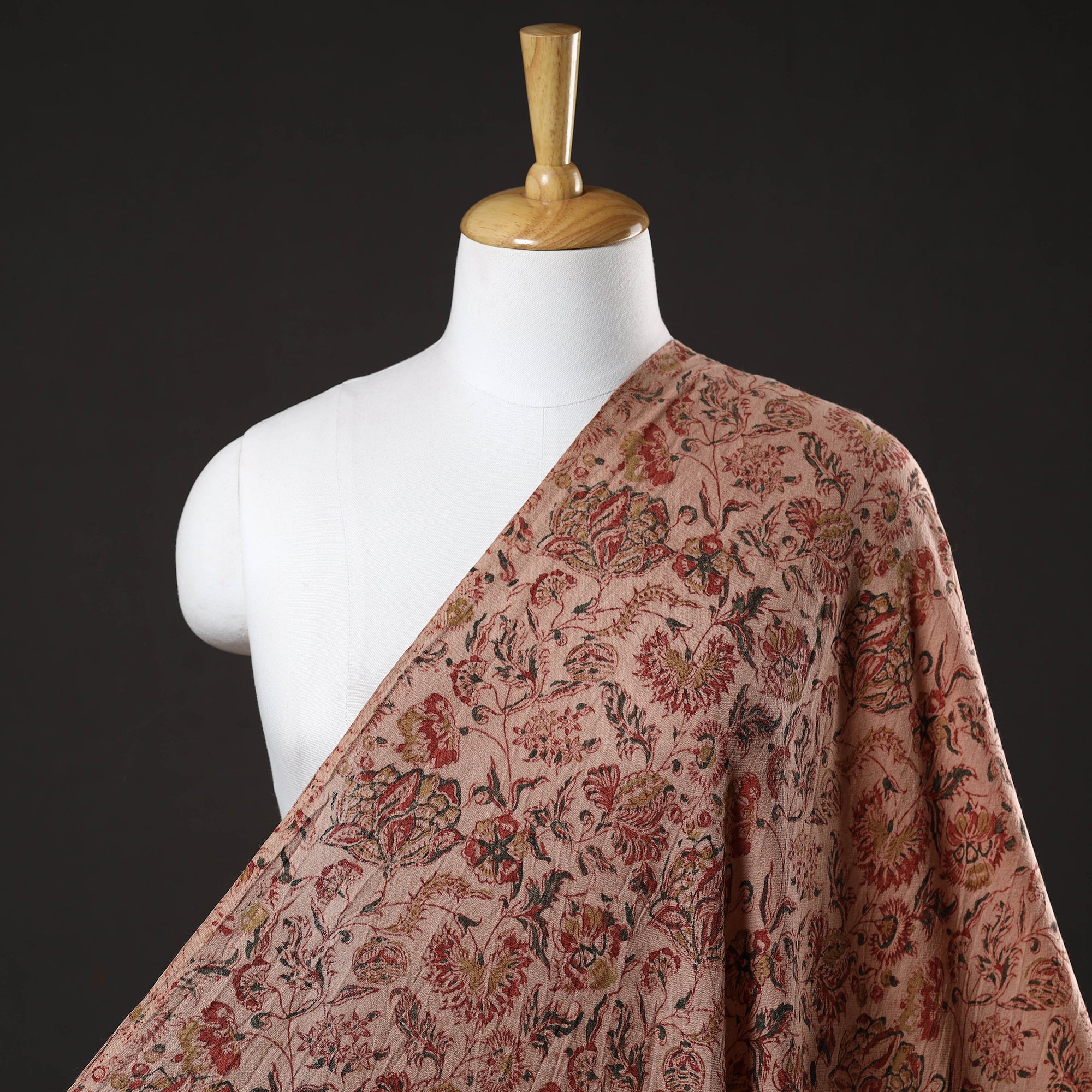 PITCHUKA SRINIVAS KALAMKARI PEDANA Brown - Pedana Kalamkari Block Print Handwoven Wool Fabric
