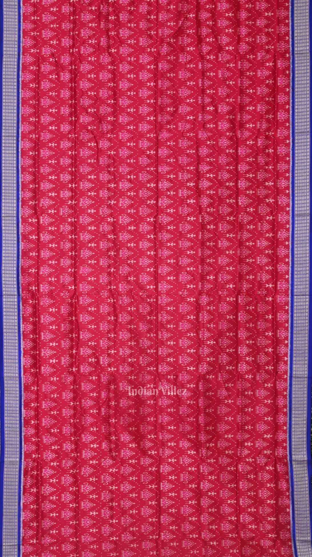 IndianVillèz Pink Royal Blue Tribal Theme Sambalpuri Silk Saree - view 4