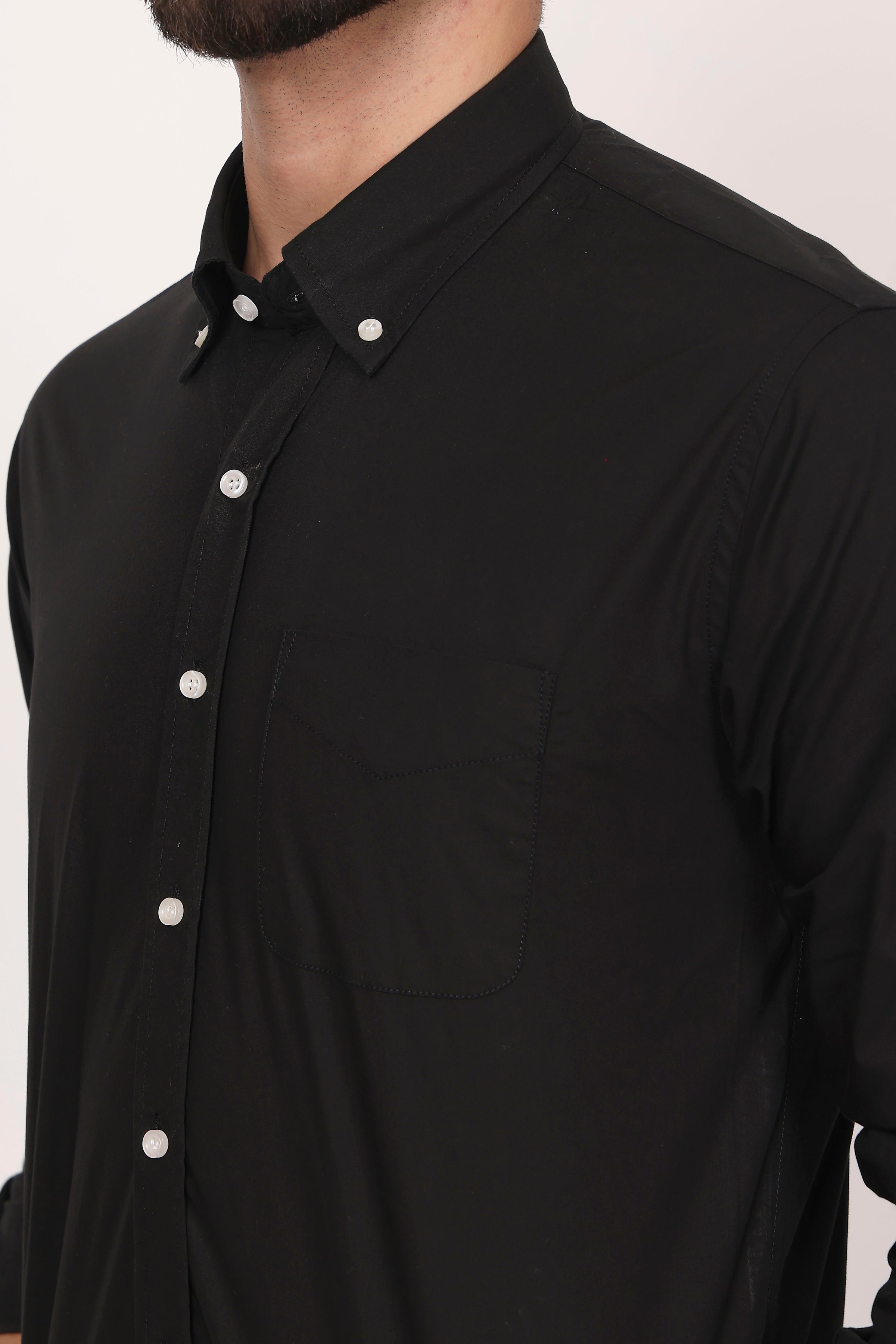BlackTree New Black Down Button Casual Shirt I 100% Cotton Twill - view 4