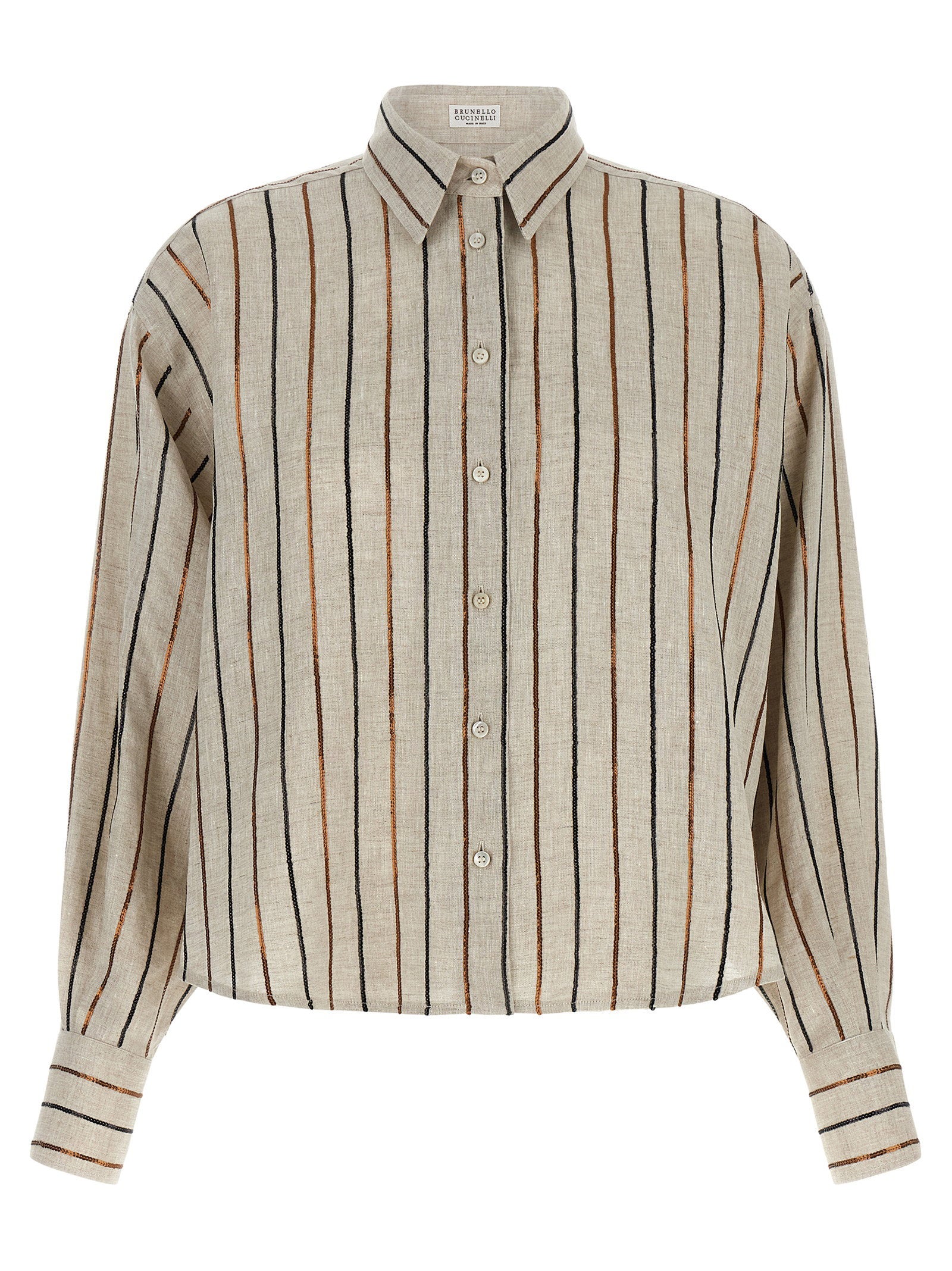 Brunello Cucinelli Sparkling Stripes Shirt – 100% linen