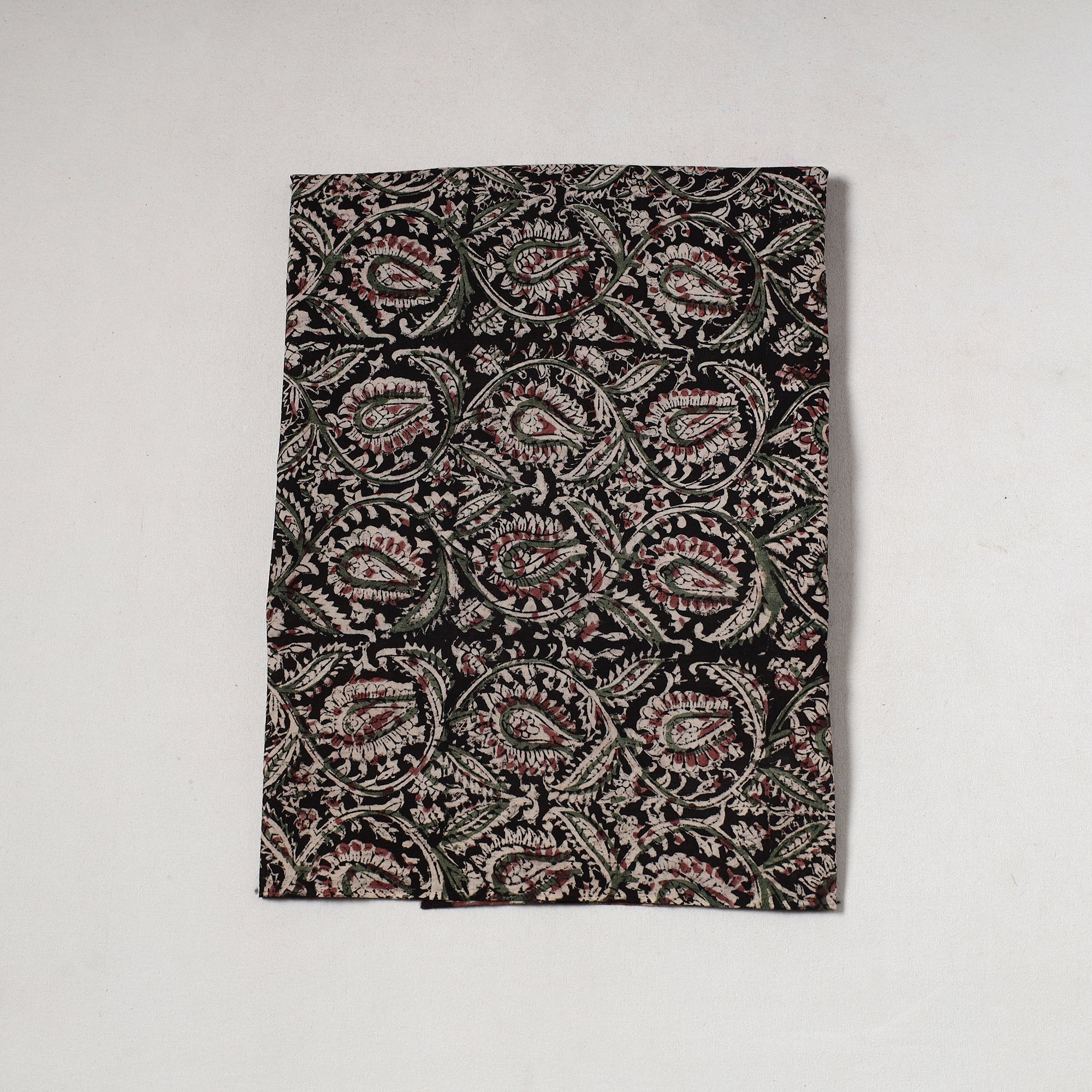 SOUTH KARGHA Black - Kalamkari Block Printed Cotton Precut Fabric (1.2 meter) 74