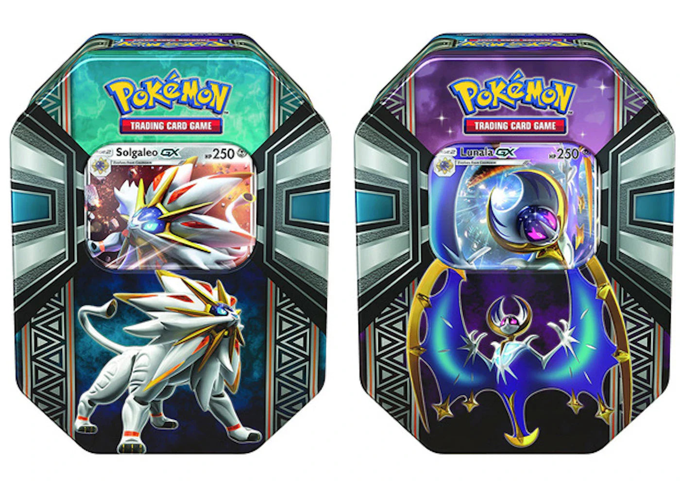 Pokémon 2017 Pokemon TCG Legends of Alola Tin Lunala GX/Solgaleo GX Lot