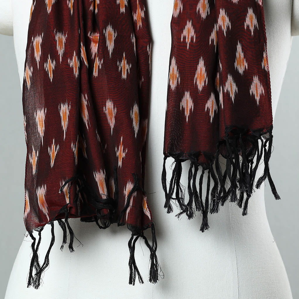 SOUTH KARGHA Brown - Handloom Mercerized Cotton Pochampally Ikat Stole 06 - view 3