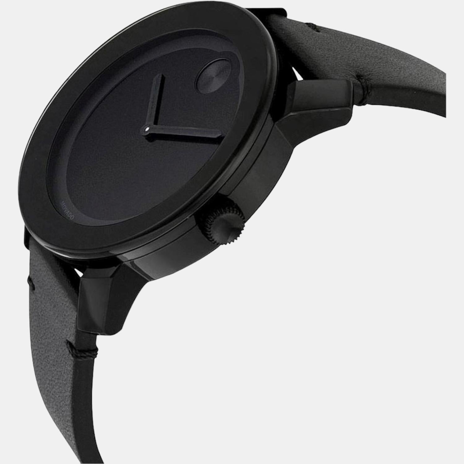 Movado Bold TR90 Men Quartz Black Dial Analog Leather Watch 3600306 - view 2