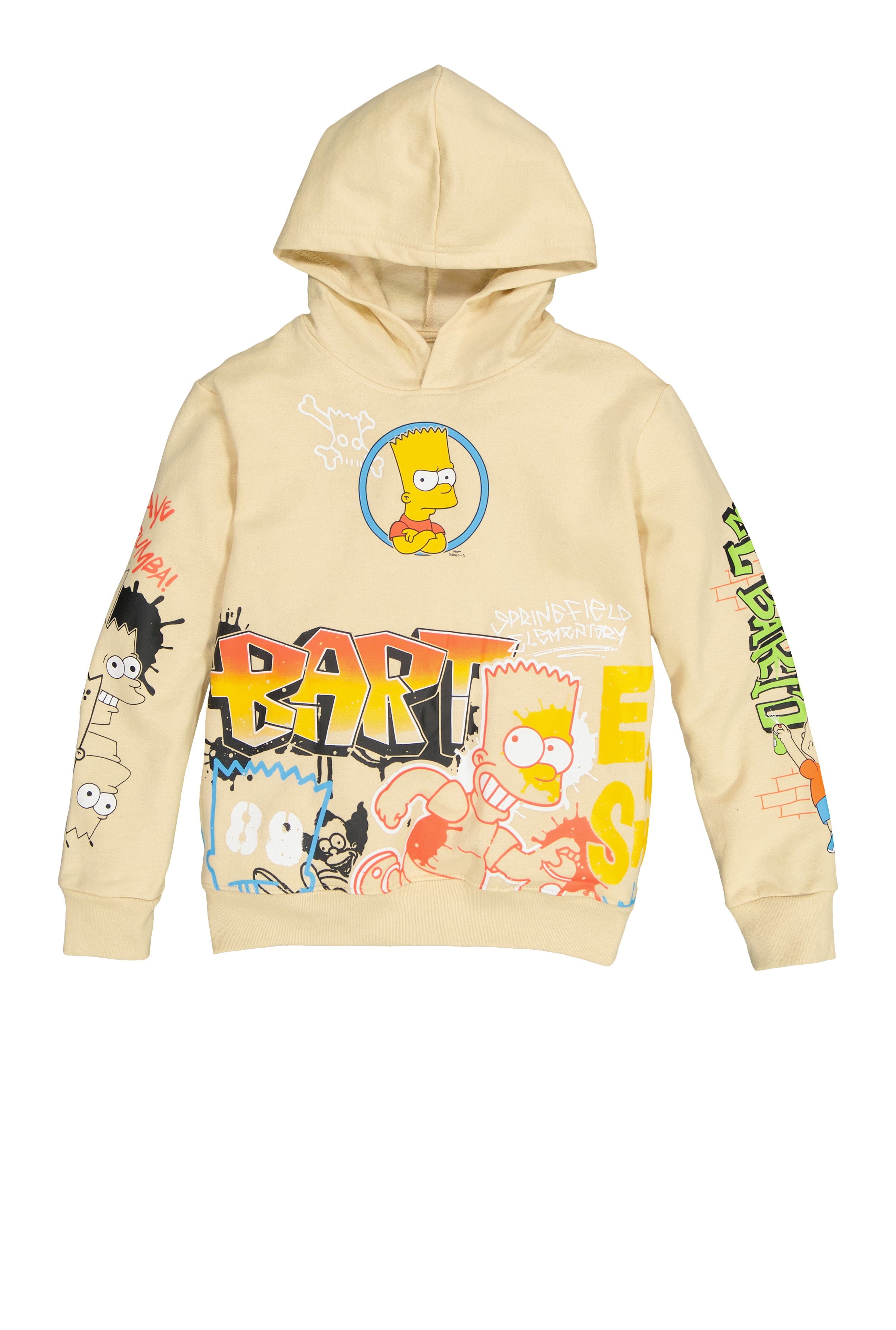 Rainbow Shops Boys Bart Simpson Graffiti Print Hoodie