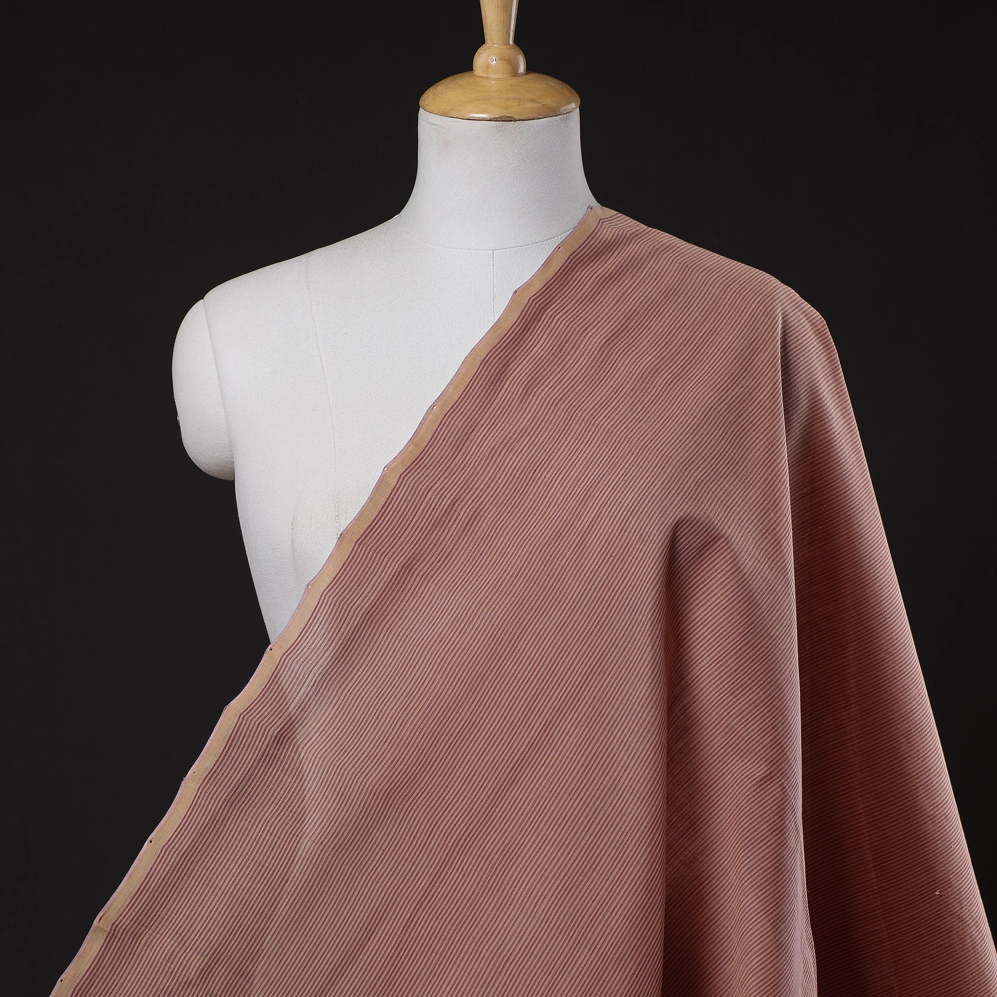 SOUTH KARGHA Brown - Original Mangalagiri Handloom Stripes Cotton Fabric