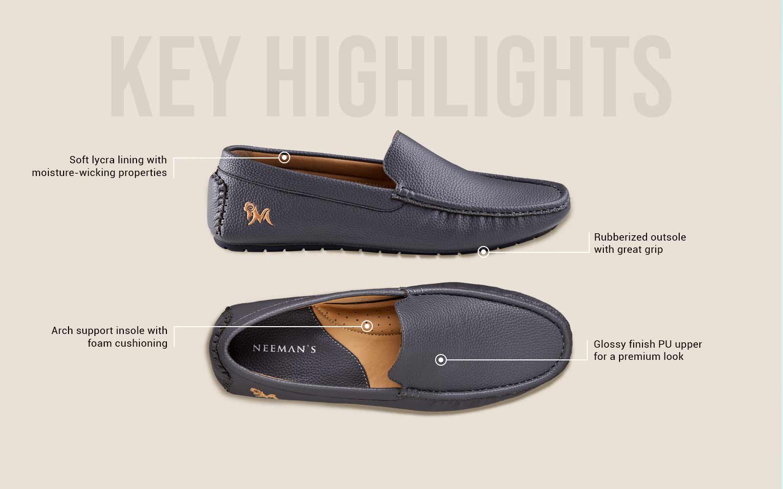 Neeman's Dapper Loafers : Grey - view 3