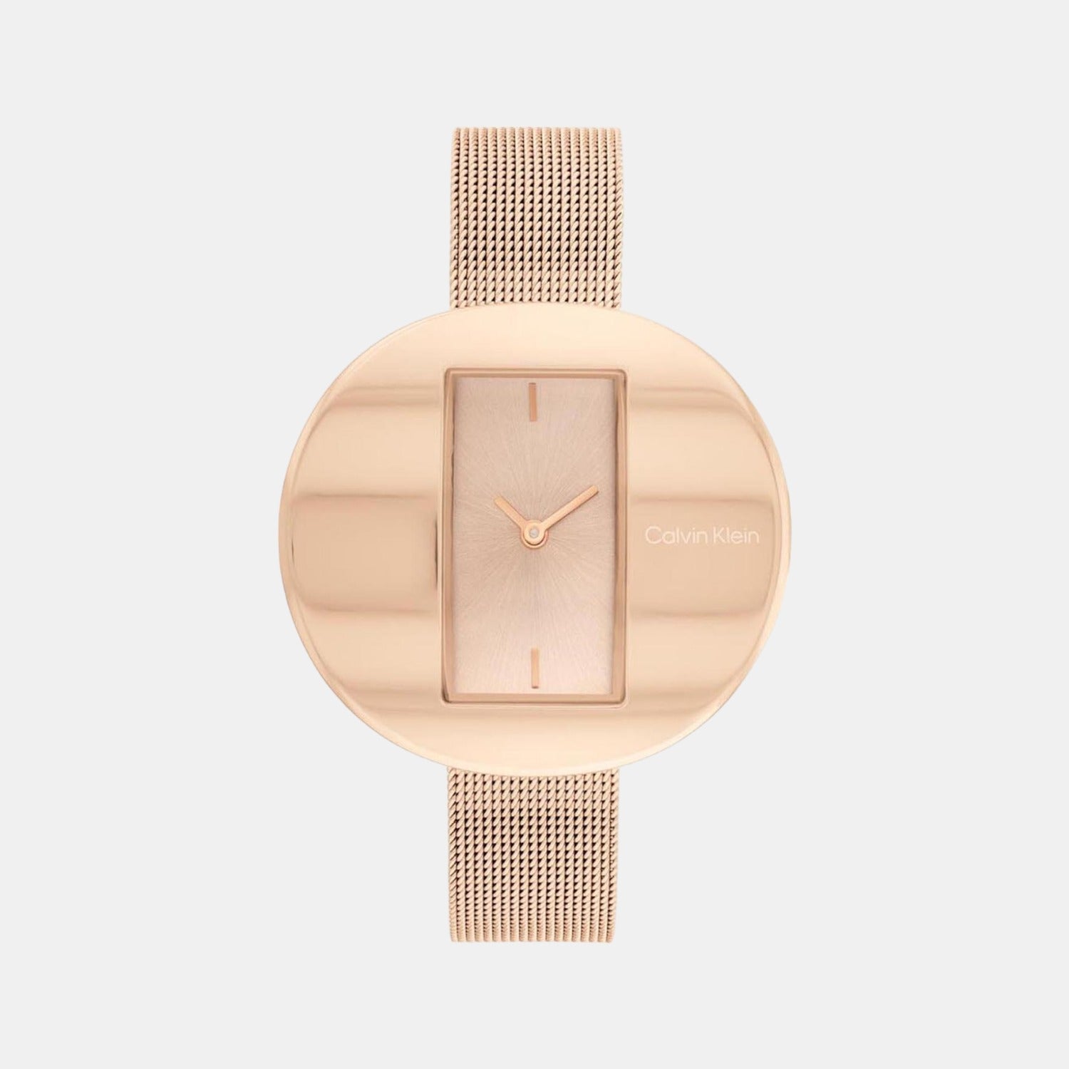 Calvin Klein Circular Women Quartz Rose Gold Dial Analog Stainless Steel Watch 25200017