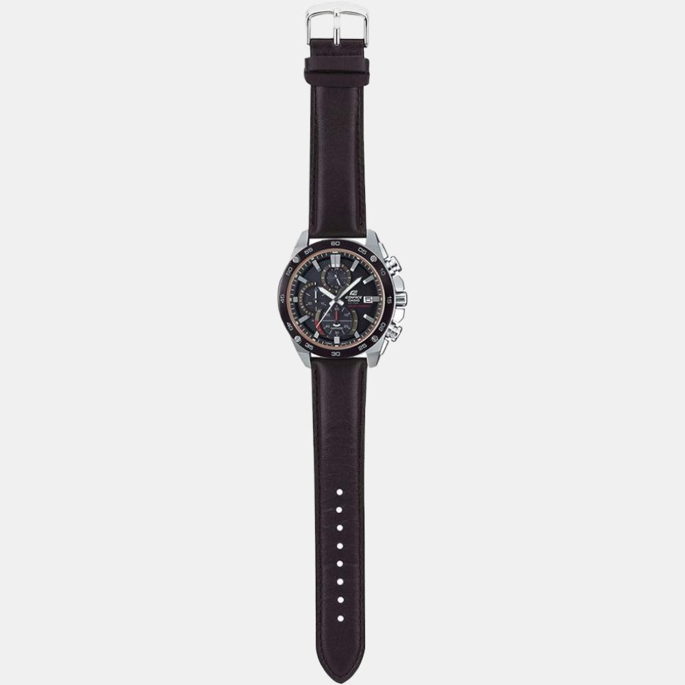 Casio Edifice Men Quartz Black Dial Chronograph Leather Watch EX464 - view 5