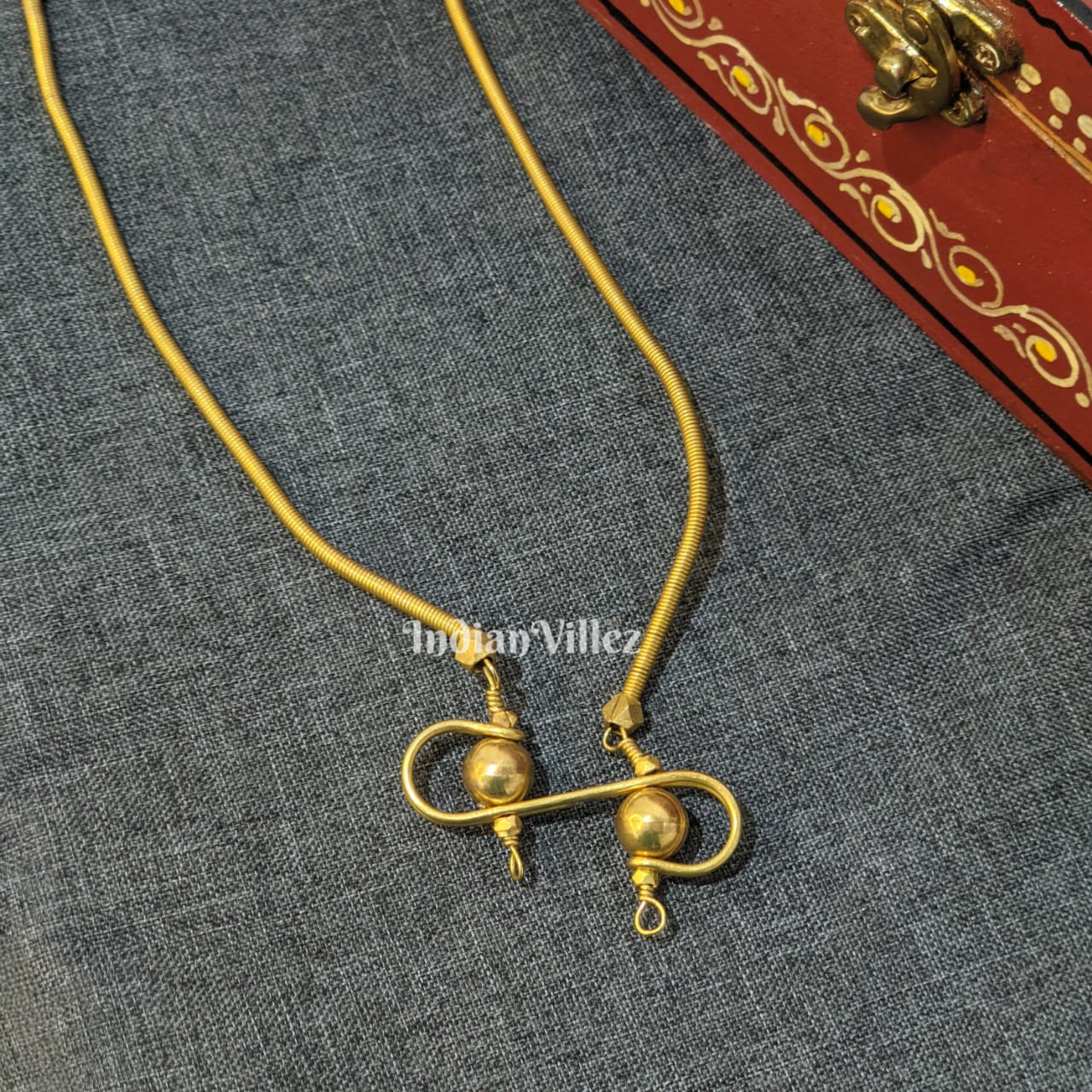 IndianVillèz Tribal Dhokra Jewellery- S-Shaped Pendulum Pendants Necklace