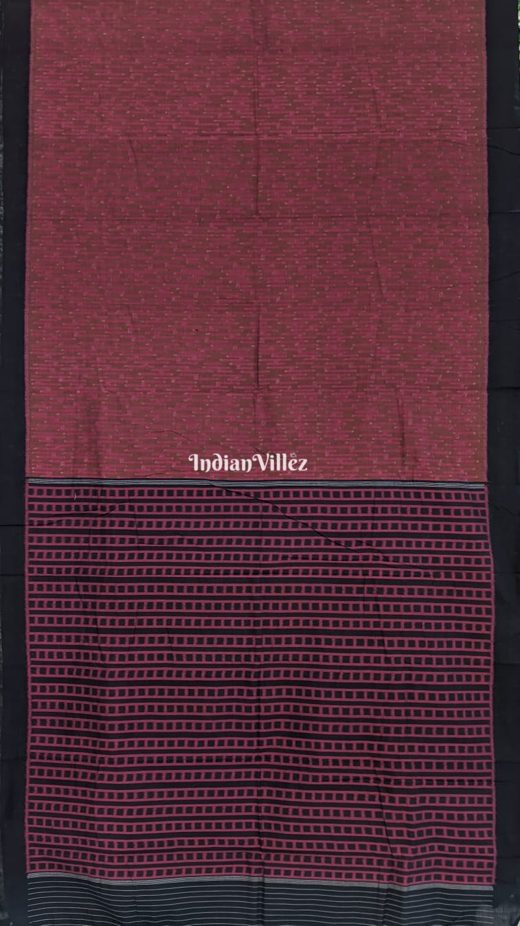 IndianVillèz Chocolate Brown Pink Sambalpuri Cotton Saree
