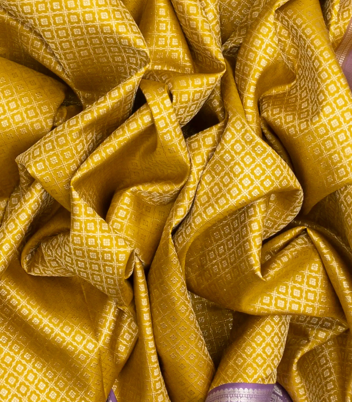 RmKV Yellow Handloom Kanchipuram Korvai Silk Saree With Floral Jaal Motifs - view 3