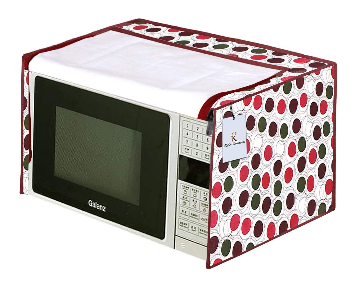 Kuber Industries Circle Design PVC Microwave Oven Full Closure Cover for 20 Litre (Brown) CTKTC33254