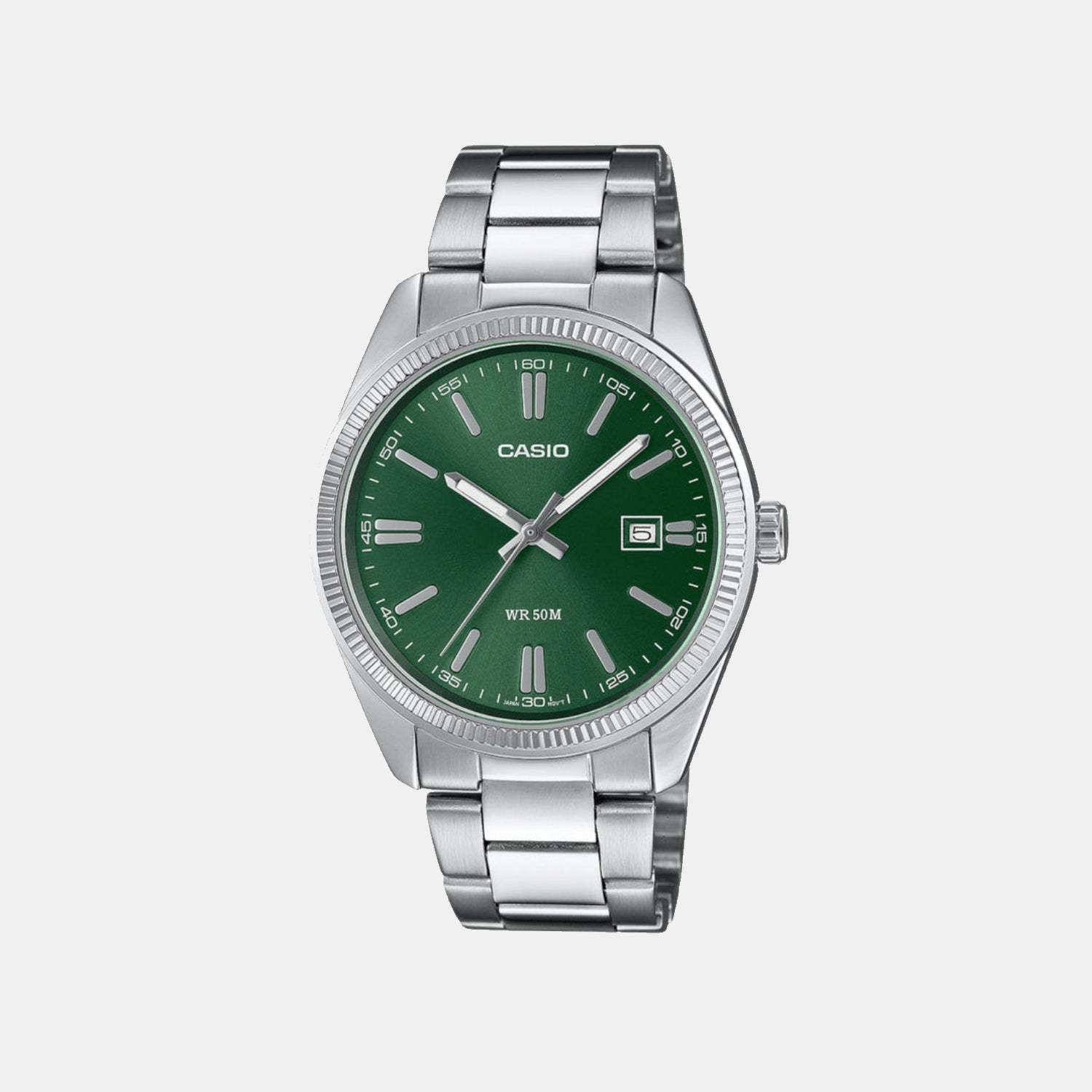 Casio Enticer Men Quartz Green Dial Analog Stainless Steel Watch A2262