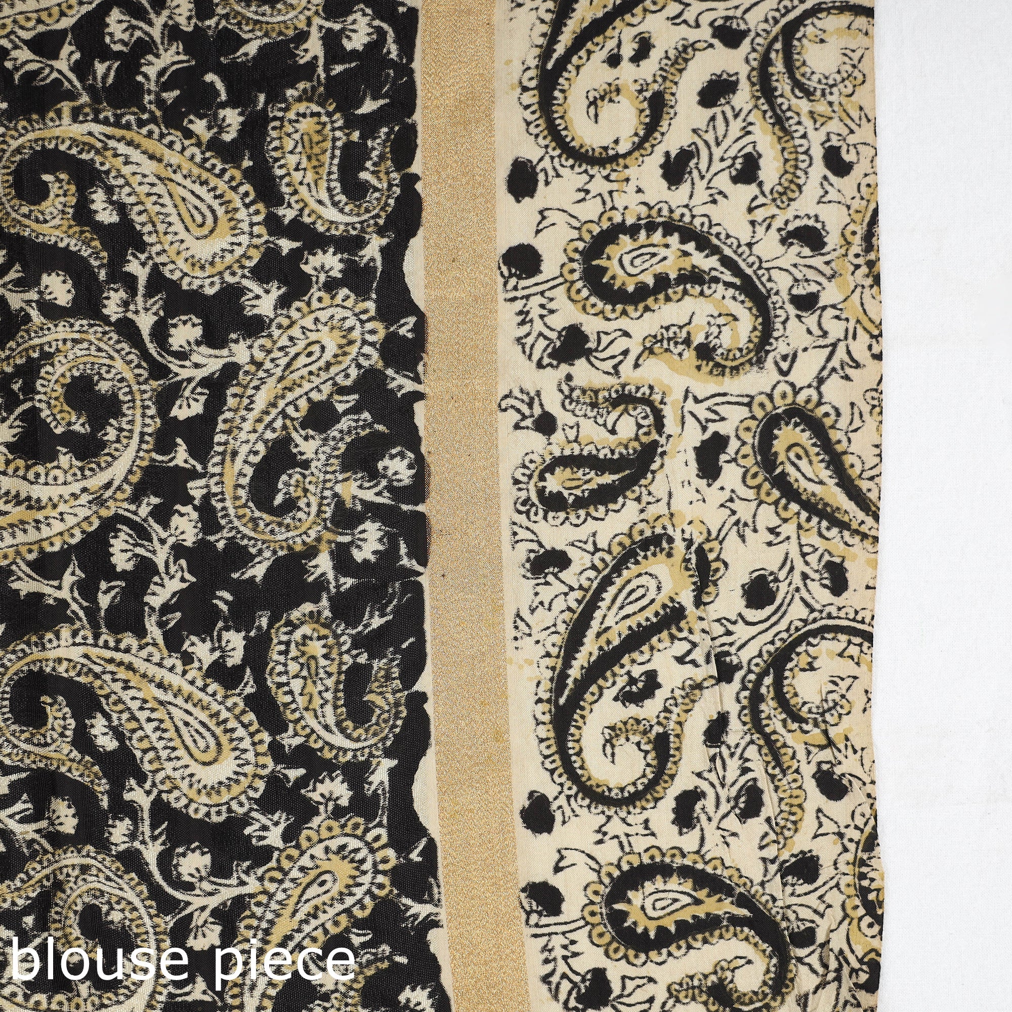 SOUTH KARGHA Beige - Kalamkari Printed Silk Cotton Saree with Zari Border - view 7