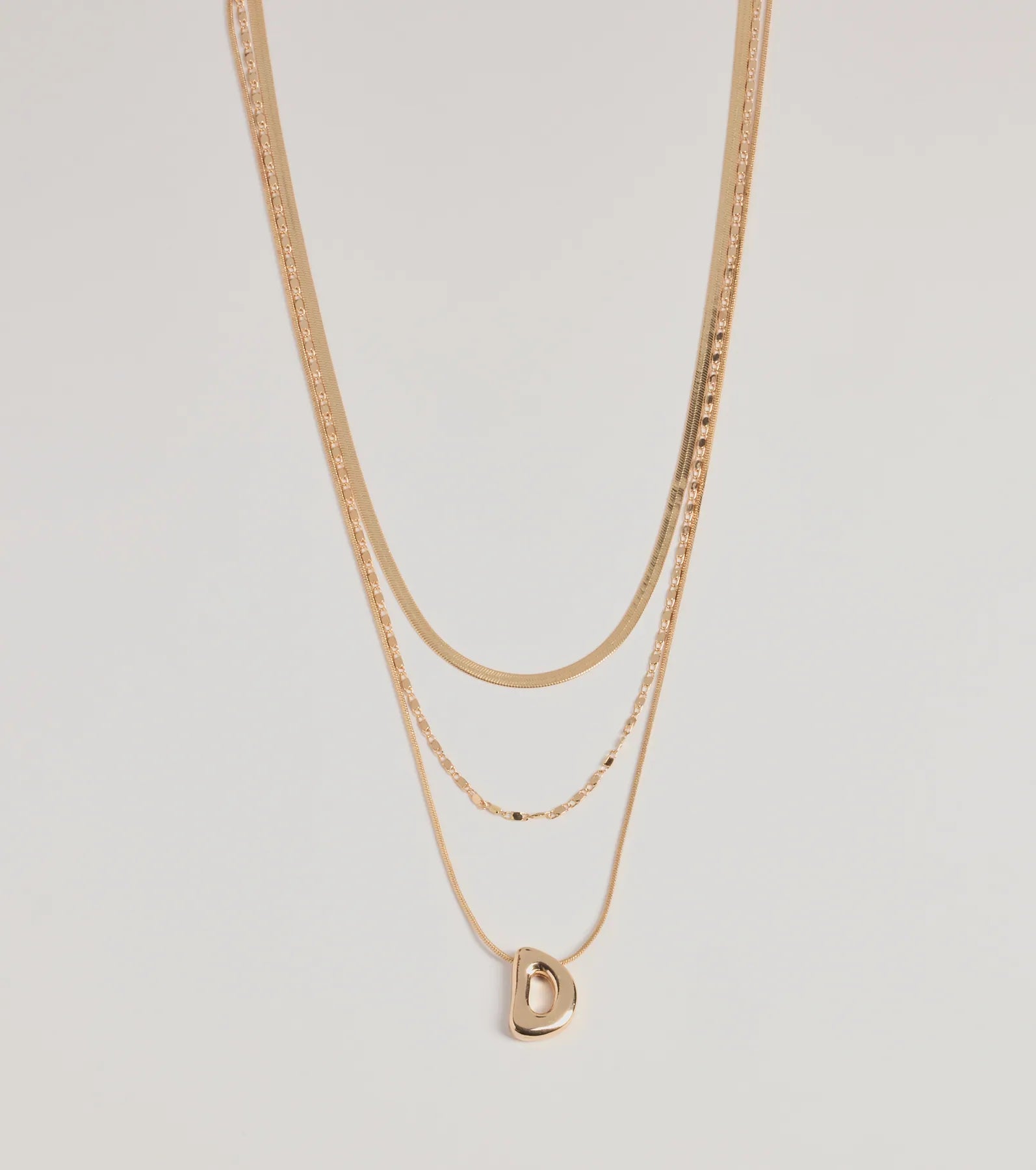 Windsor D Initial Layered Bubble Necklace – GOLD