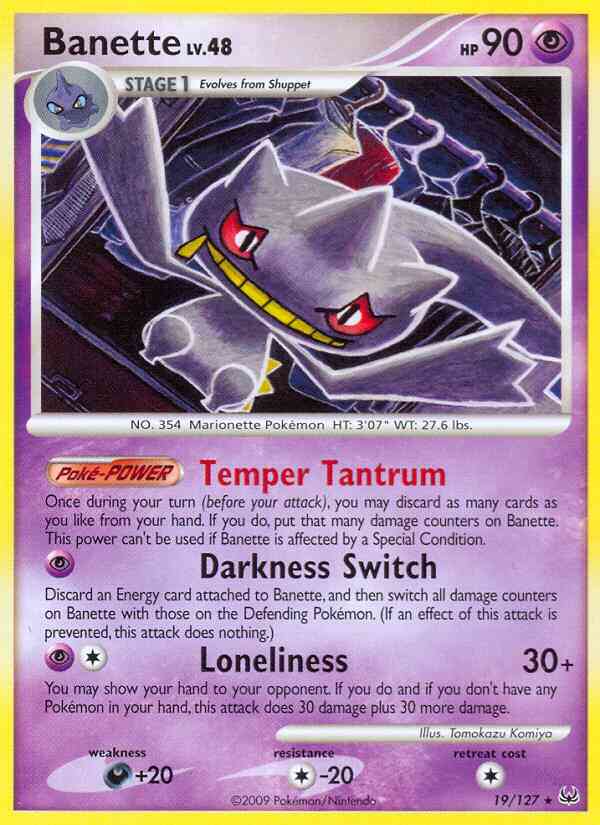 Rare pl1-19 reverse – Pokémon Banette - 19/127 - Rare [pl1-19] [Reverse Holo]