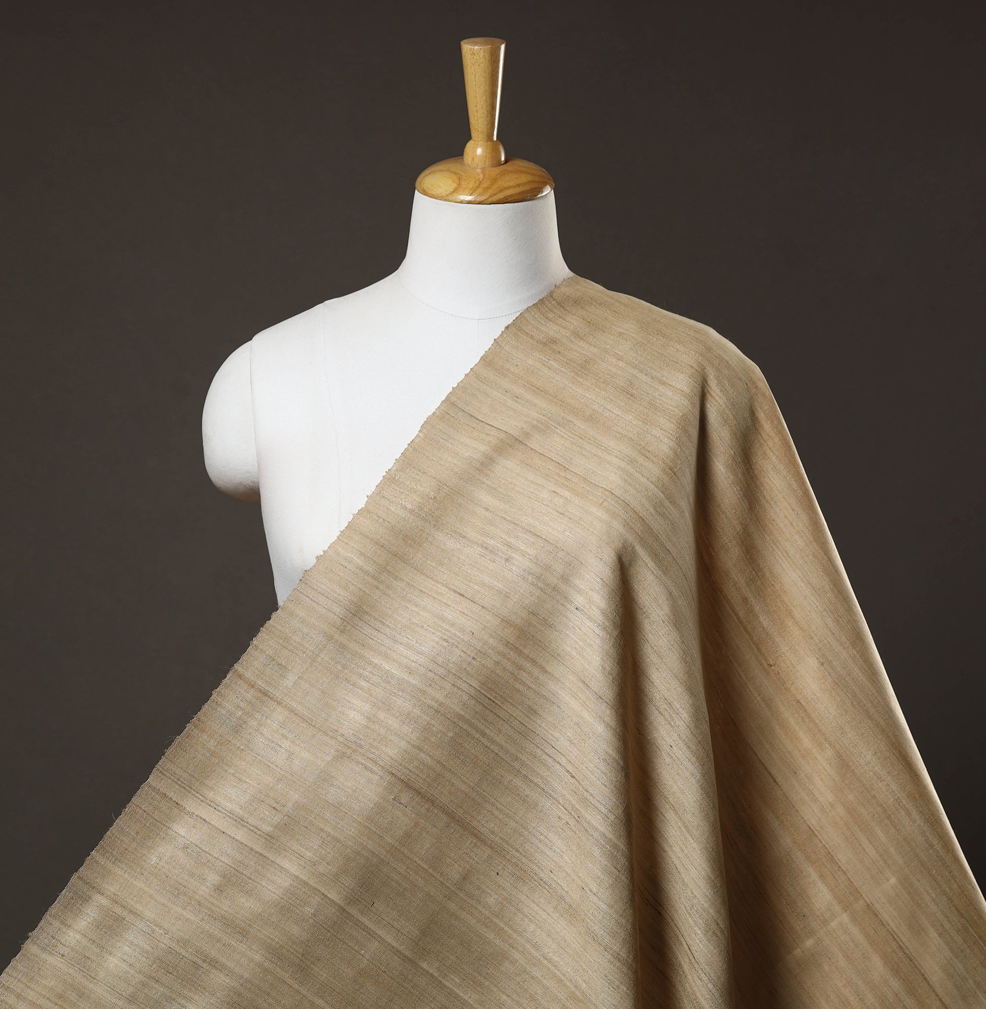 ITOKRI CRAFTS INITIATIVE Beige - Authentic Handwoven Tussar Silk Bhagalpuri Fabric 10