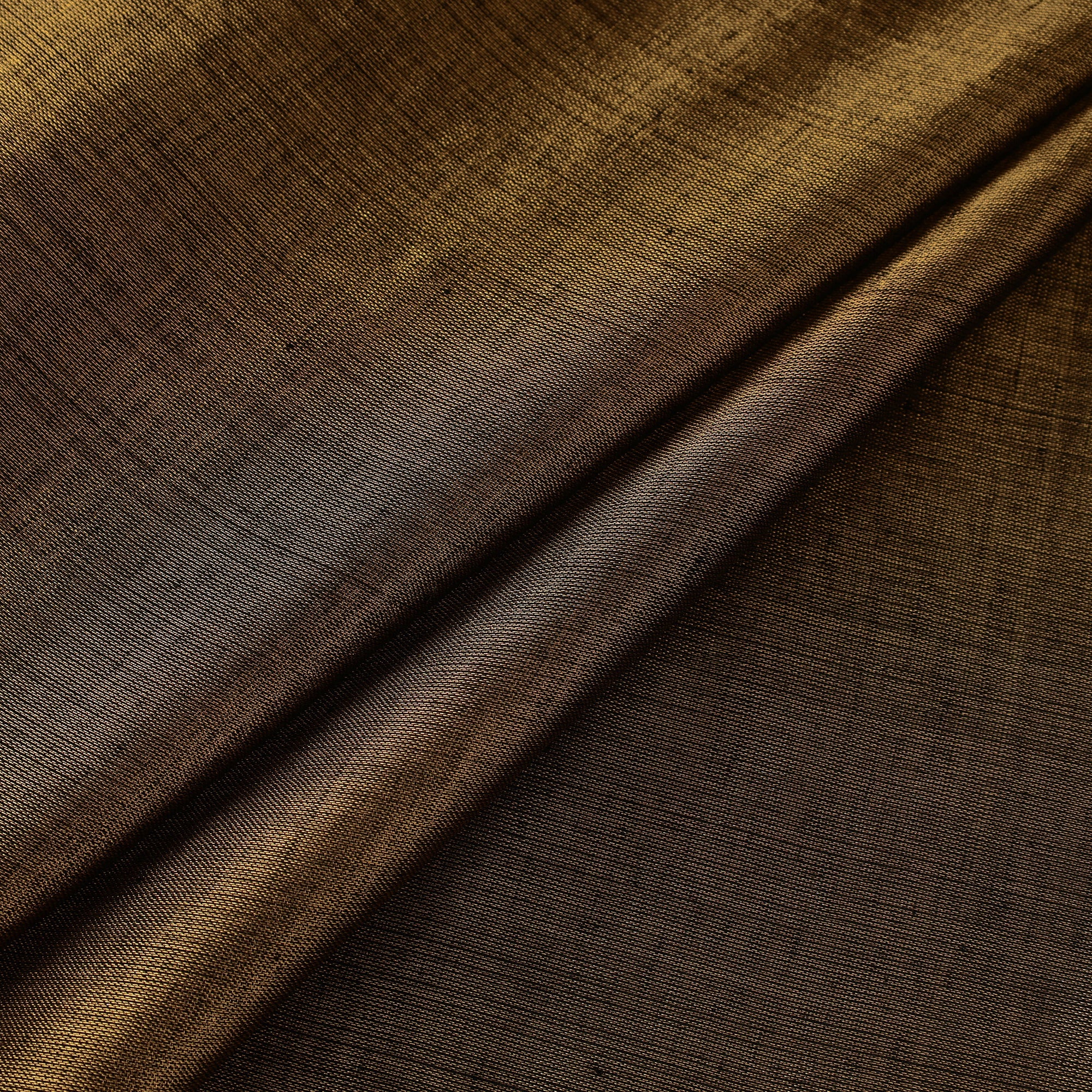 ITOKRI CRAFTS INITIATIVE Brown - Bengal Fine Tissue Zari Plain Fabric 03 - view 2