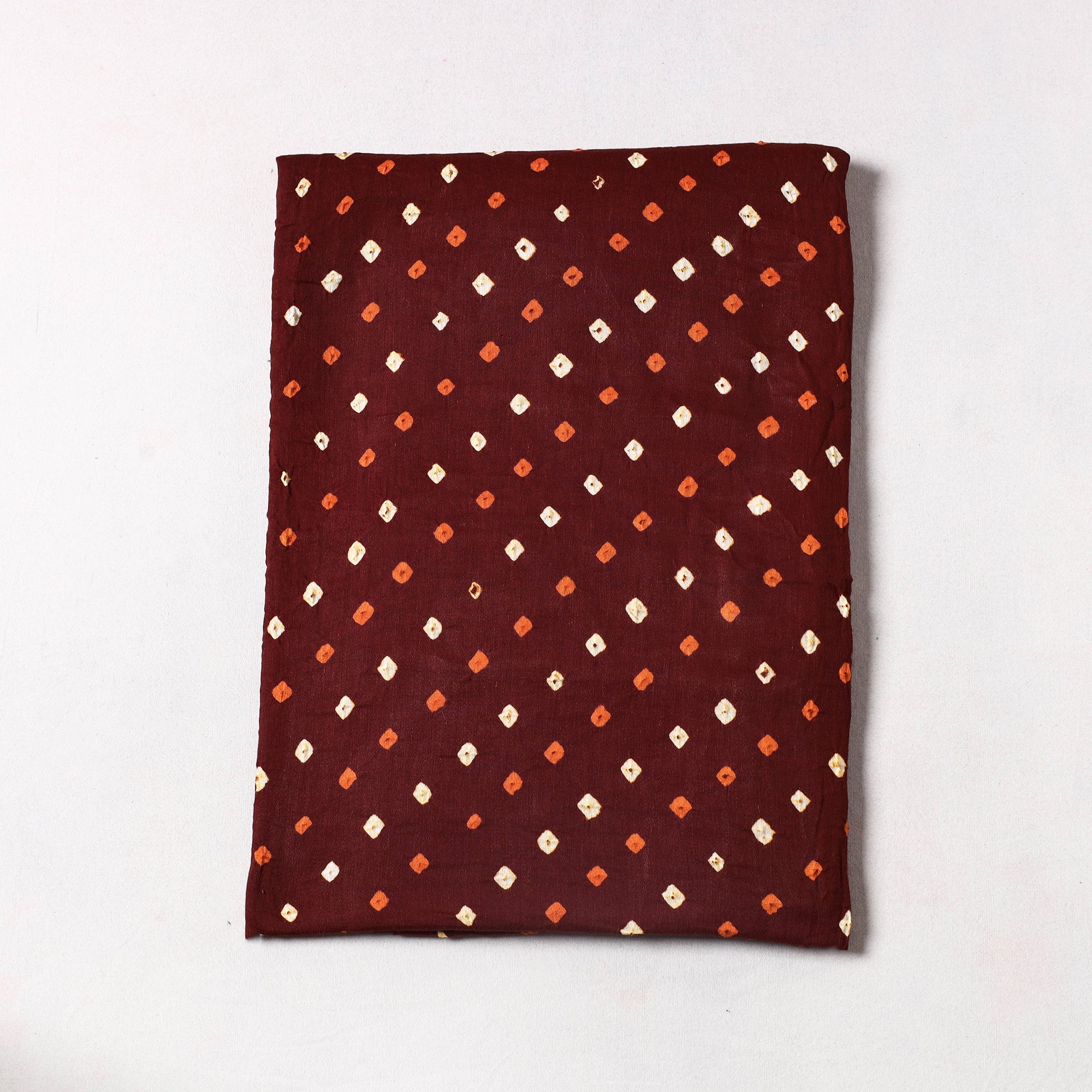 KACHCHH JI CHHAAP Brown - Kutch Bandhani Tie-Dye Cotton Precut Fabric (1.75 meter) 62