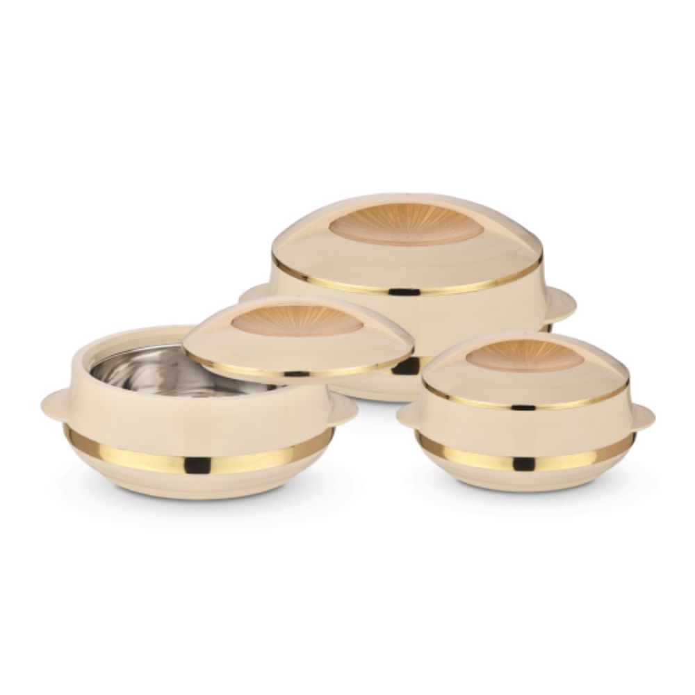 RasoiShop NAVRATRI COMBO #5 - Cello Dazzle 12 Pcs Dinner Set + Asian Olympic Elite Gold Casserole, Set Of 3 Pcs - view 3