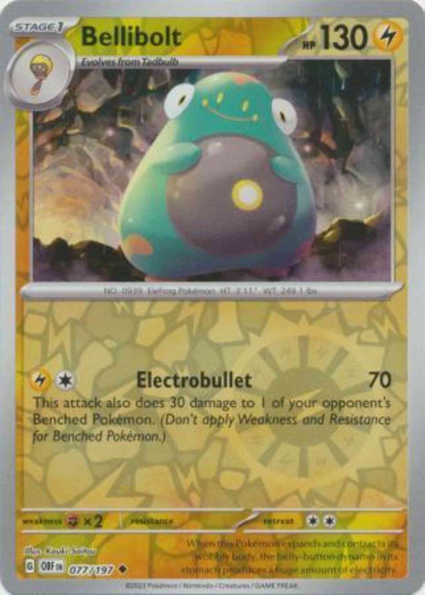Uncommon sv03-077 reverse – Pokémon Bellibolt - 077/197 - Uncommon [sv03-077] [Reverse Holo]