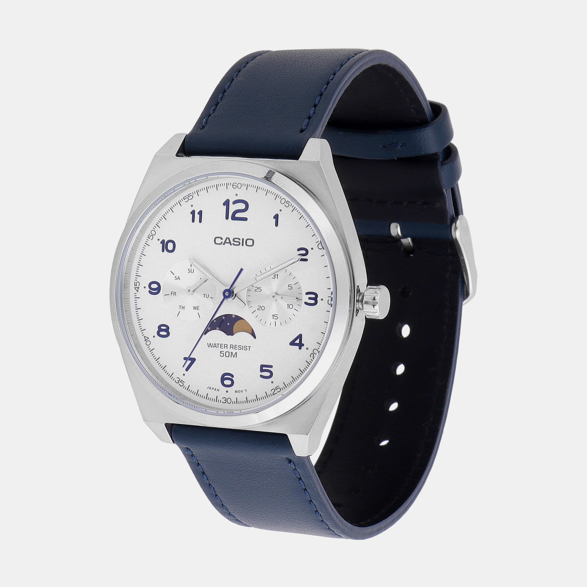 Casio Enticer Men Quartz White Dial Chronograph Leather Watch A2178 - view 2