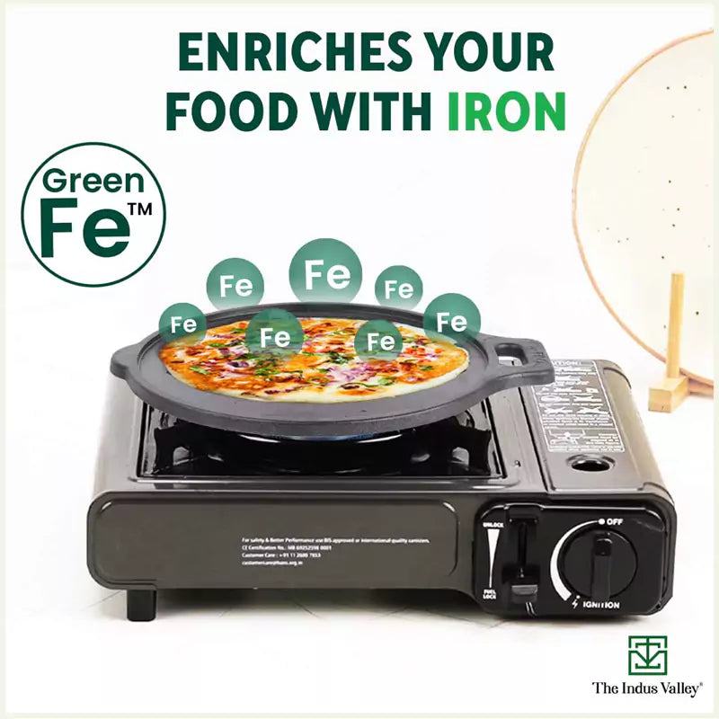 The Indus Valley Super Smooth Cast Iron Tawa,Pre-seasoned, Nonstick, 100% Pure, Toxin-free, Induction, 28/30.5cm, 2.7/3.1kg - view 6