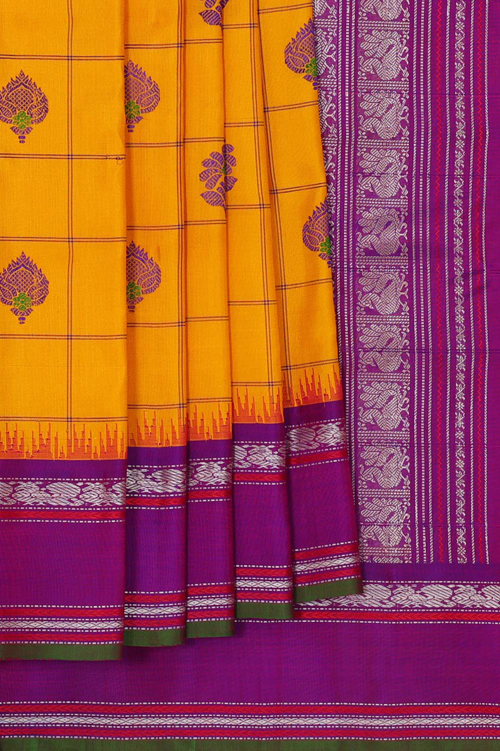 Kalanjali Gadwal Silk Haldi Yellow Saree – Women's