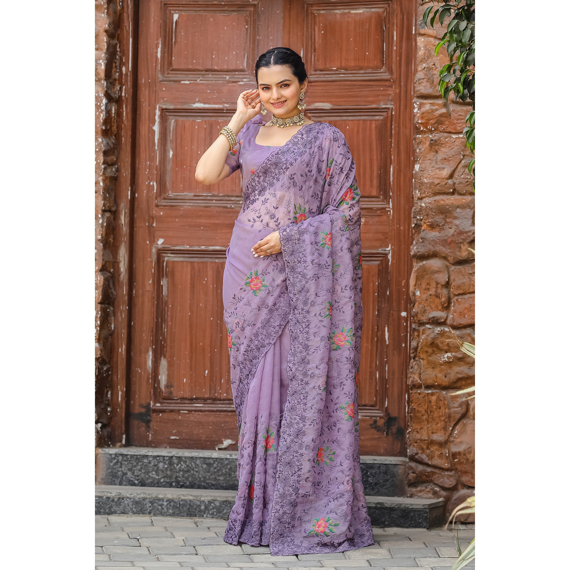 TASARIKA COUTURE Ankita Lavender Chiffon Handwork Saree