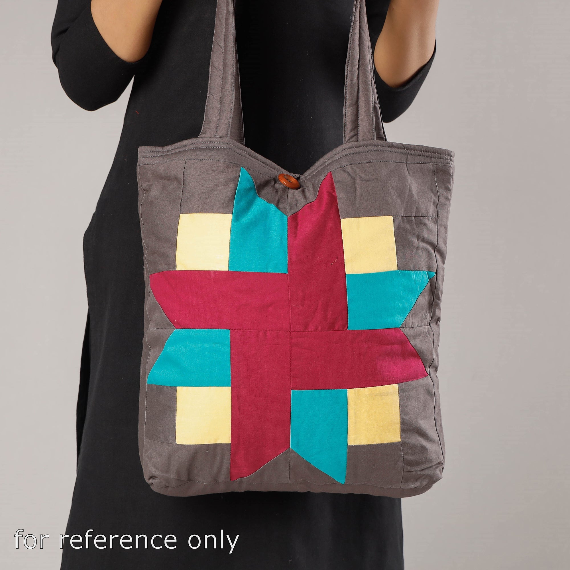 KHUSHBASH - HAPPY LOOM OF EAST Beige - Patchwork Quilted Cotton Square N Square Shoulder Bag - view 4