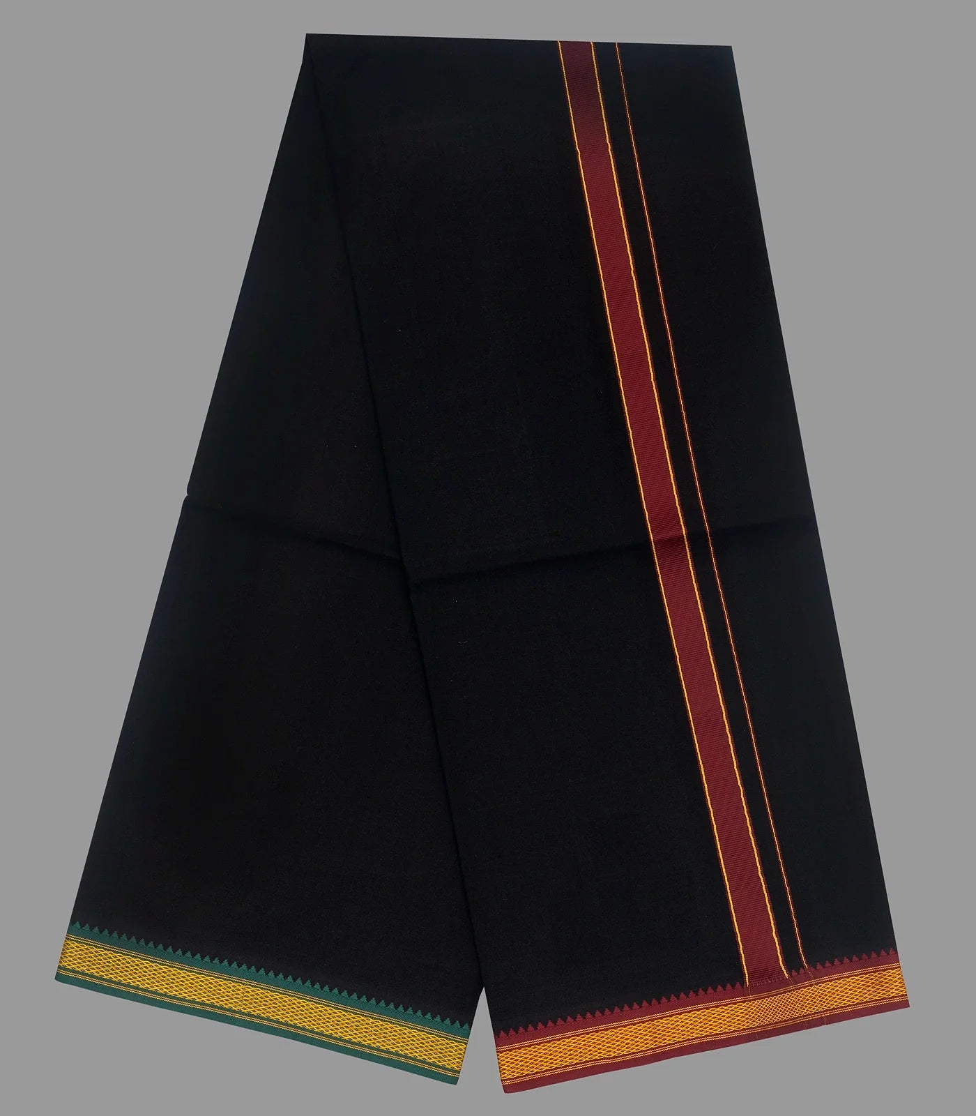 RmKV Black 4 Muzham Cotton Dhoti With Mayil kan Border
